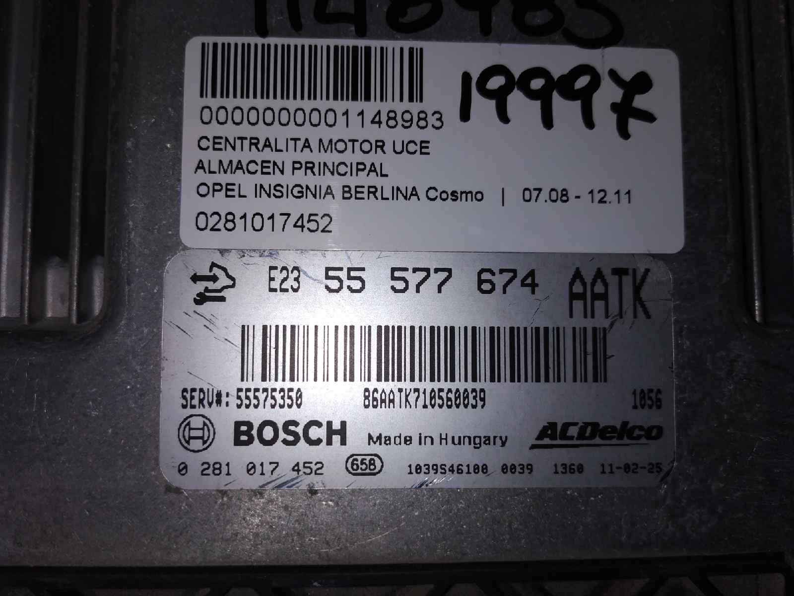 OPEL Insignia A (2008-2016) Engine Control Unit ECU 55577674 18849856