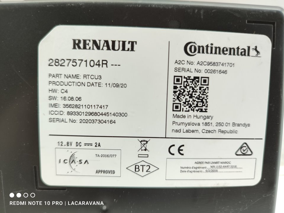 RENAULT Kadjar 1 generation (2015-2024) Other Control Units 282757104R 21830964