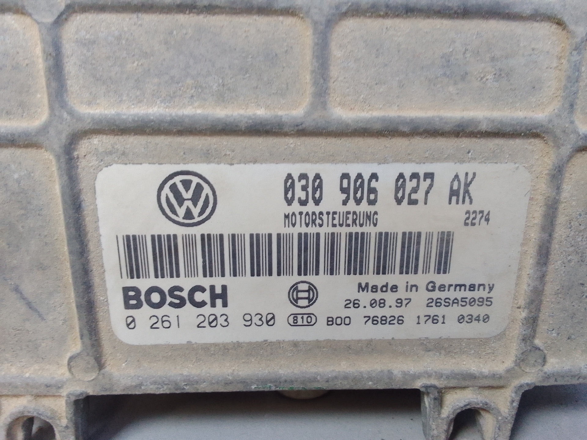 SEAT Arosa 6H (1997-2004) Calculateur d'unité de commande du moteur 030906027AK 18846531