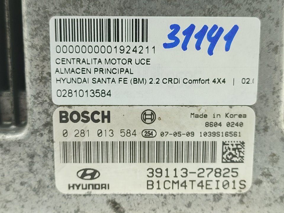 HYUNDAI Santa Fe CM (2006-2013) Calculateur d'unité de commande du moteur 0281013584 25018102