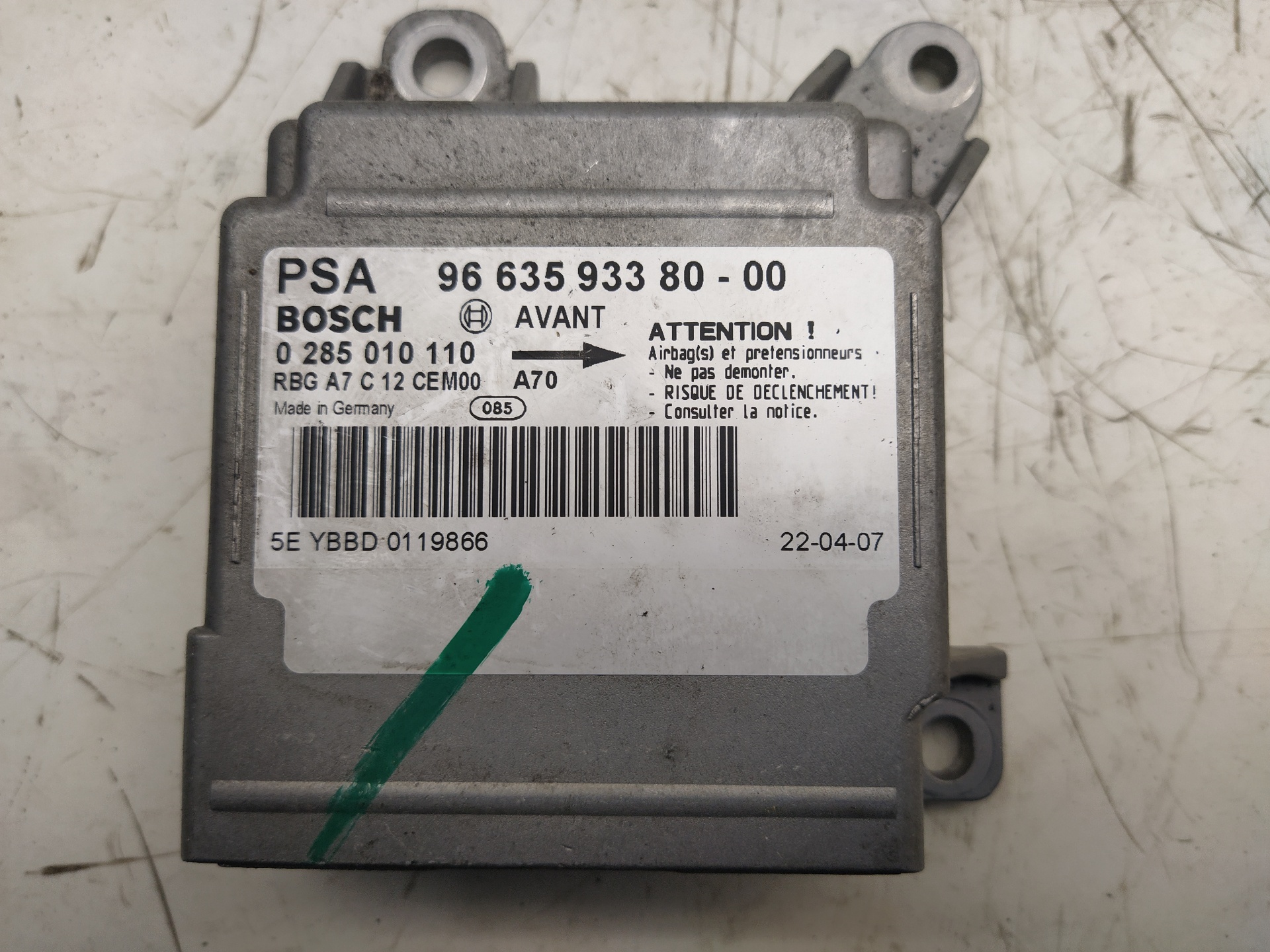 PEUGEOT 207 1 generation (2006-2009) Unitate de control SRS 966359338000 25041946