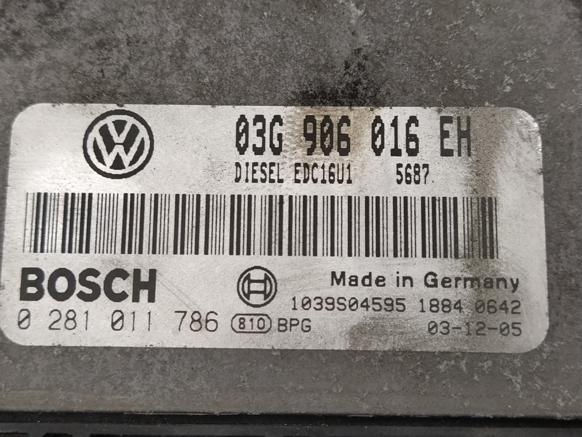 VOLKSWAGEN Touran 1 generation (2003-2015) Calculateur d'unité de commande du moteur 0281011786, 03G906016EH 24029408