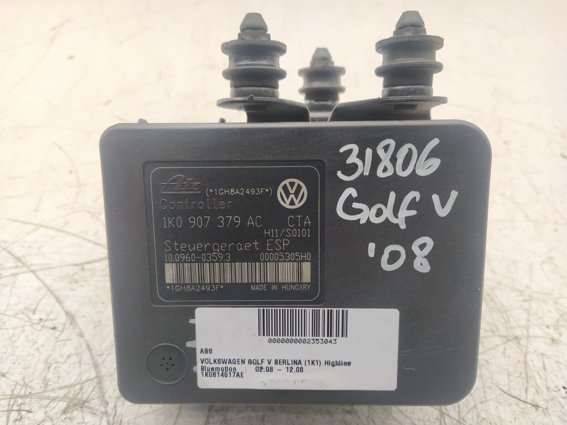VOLKSWAGEN Golf Plus 2 generation (2009-2014) ABS blokas 1K0614517AE, 1K0907379AC 23780434