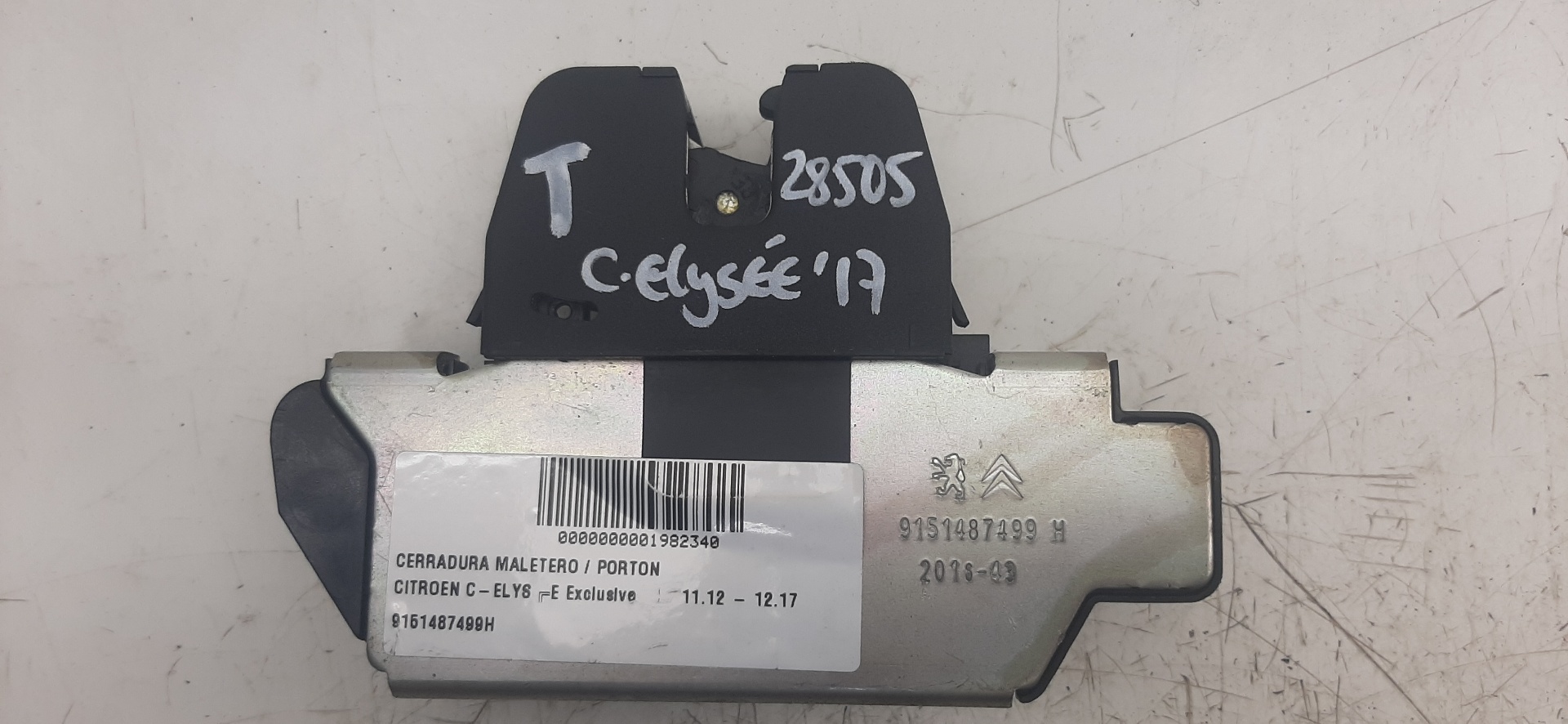 CITROËN C-Elysee 2 generation (2012-2017) Tailgate Boot Lock 9151487499H 25041745