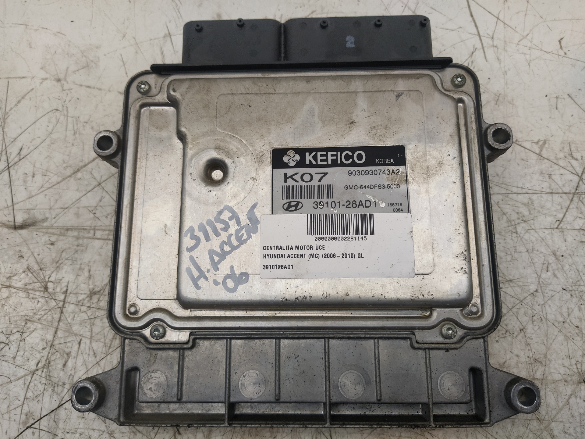 HYUNDAI Accent MC (2006-2011) Engine Control Unit ECU 3910126AD1 25812088