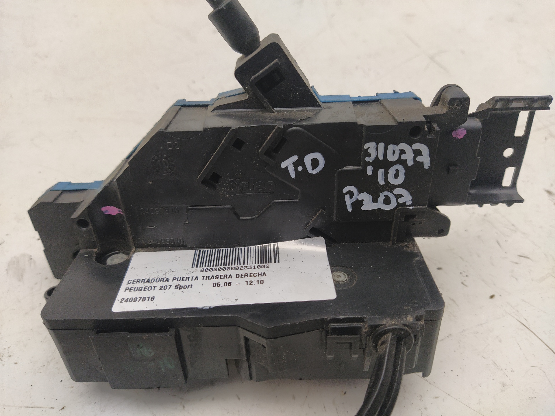 PEUGEOT 207 1 generation (2006-2009) Rear Right Door Lock 24097816, 24099158 23685505