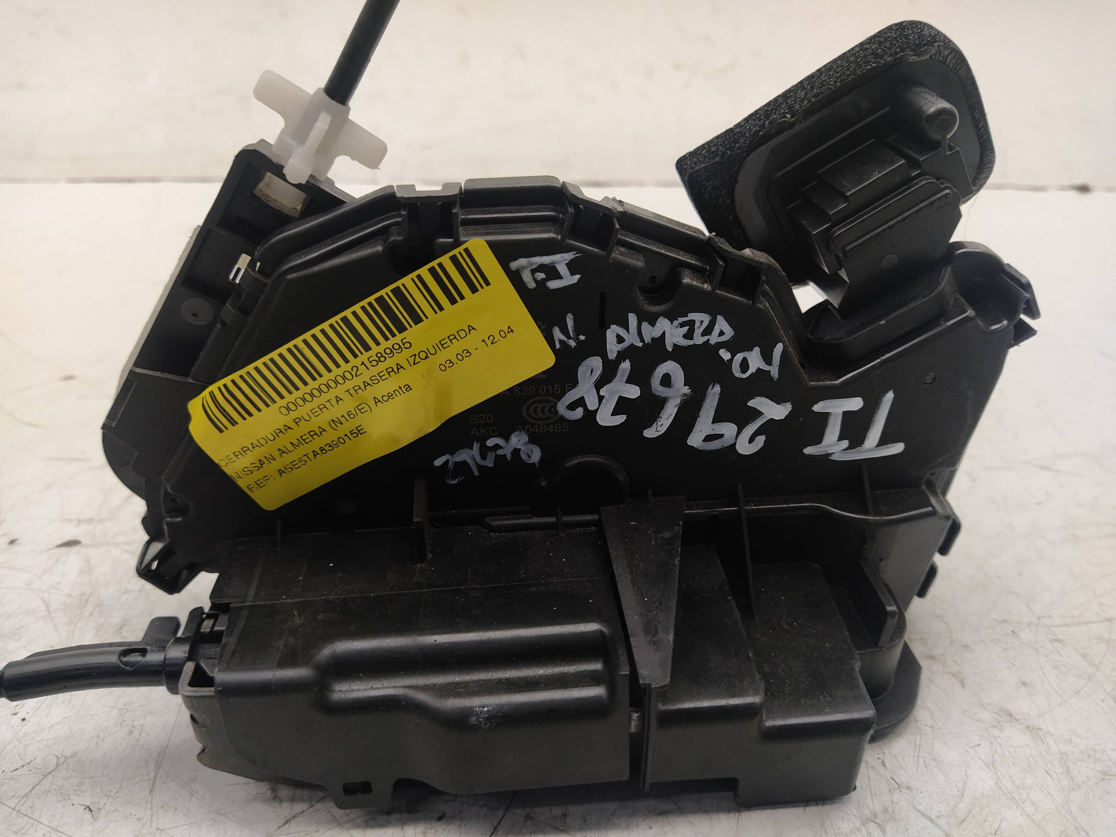 NISSAN Almera N16 (2000-2006) Rear Left Door Lock A5E5TA839015E 18624362