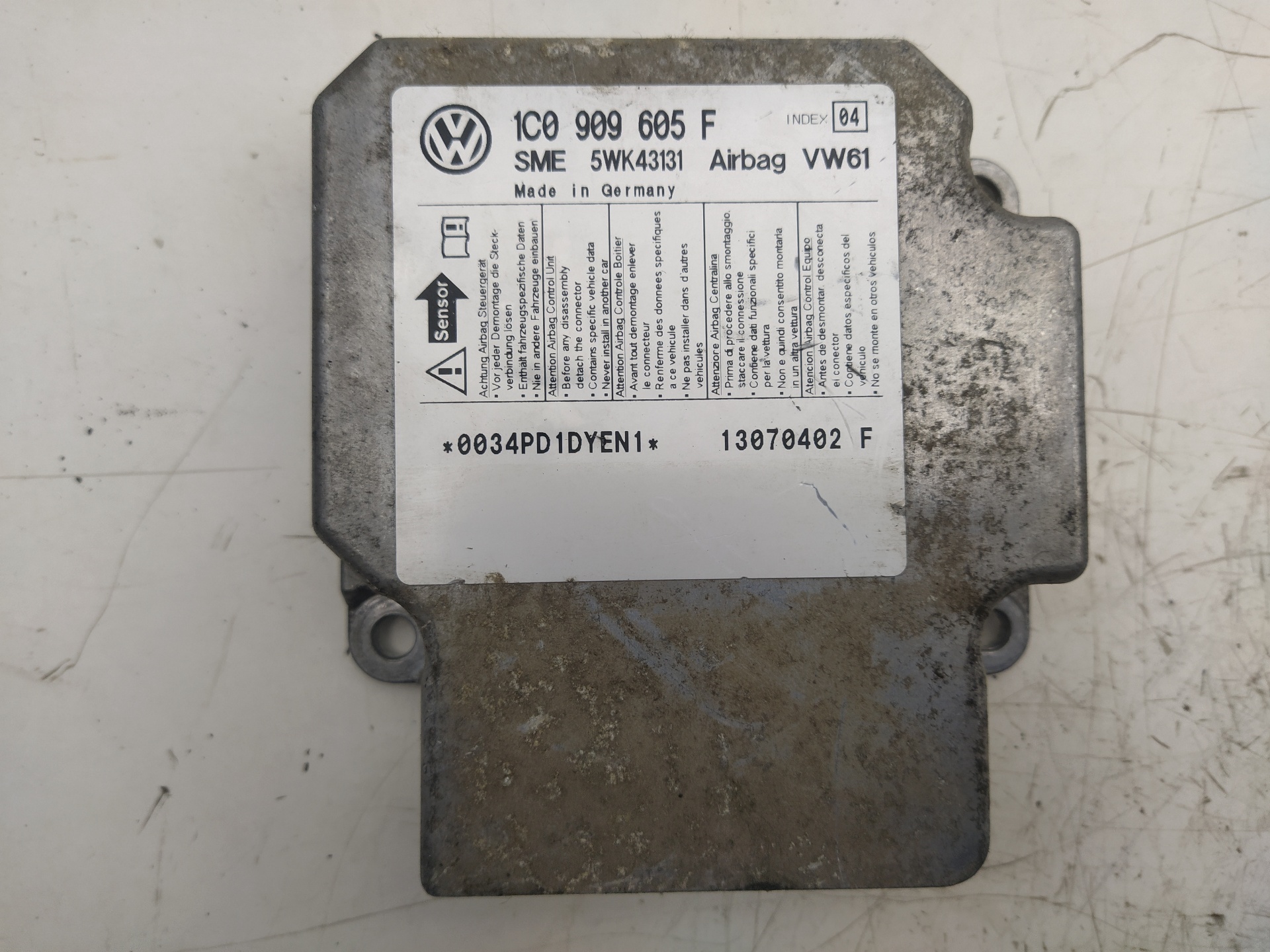 SKODA Roomster 5J  (2010-2015) Unitate de control SRS 1C0909605F, 13070402F 23721305