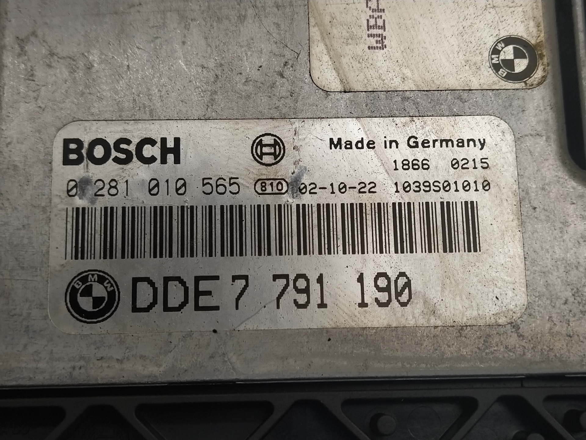 BMW 3 Series E46 (1997-2006) Блок управления двигателем 0281010565, DDE7791190 22561499