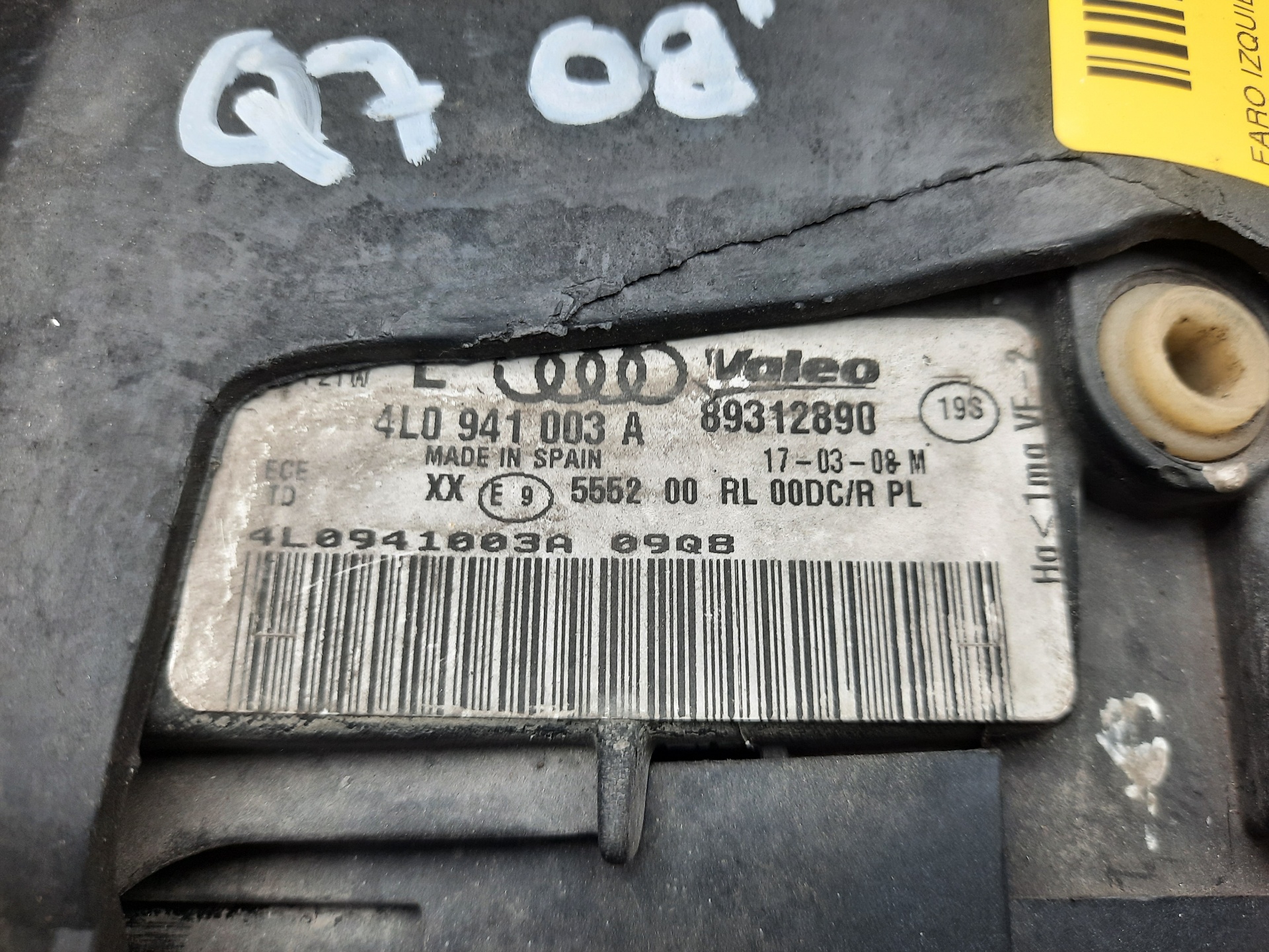 AUDI Q7 4L (2005-2015) Fram vänster strålkastare 4L0941003A 18650358