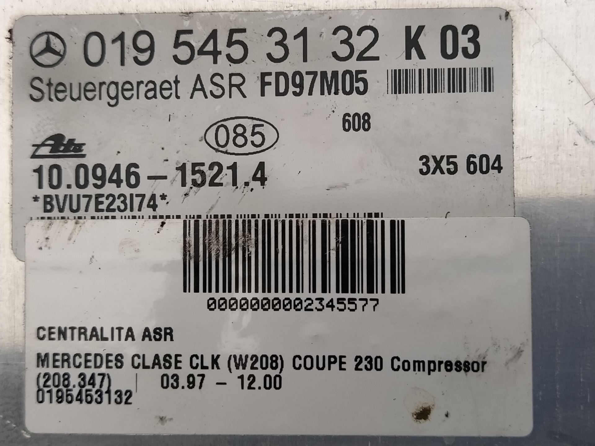 MERCEDES-BENZ CLK AMG GTR C297 (1997-1999) Other Control Units 0195453132 23104014