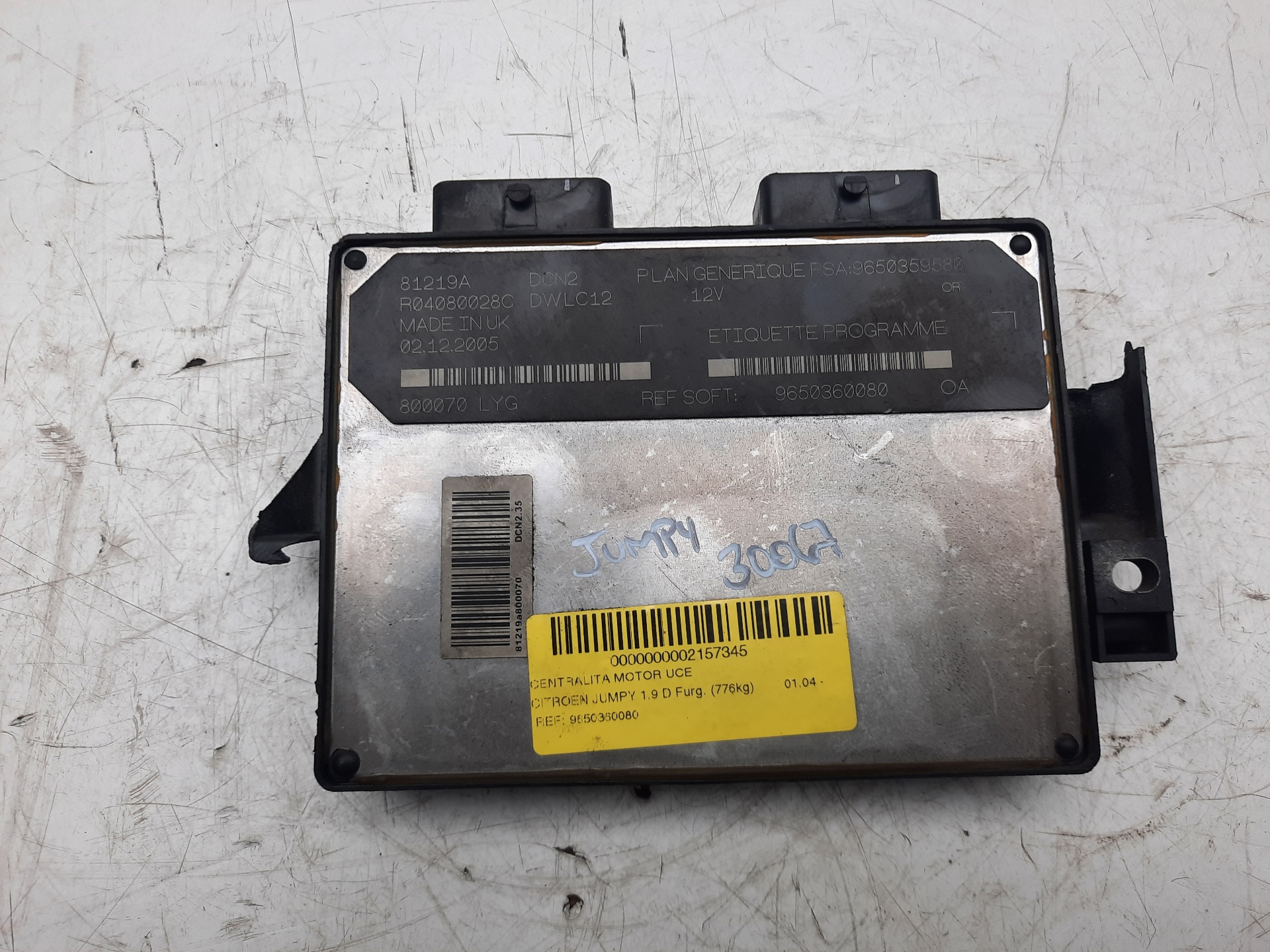 FIAT Jumpy 1 generation (1994-2006) Блок за управление на двигателя ECU 9650360080 18623764