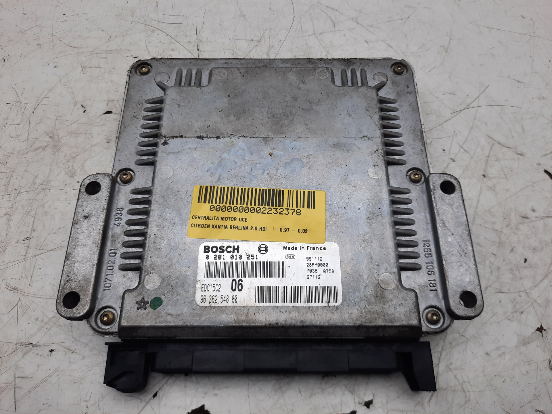 CHEVROLET Xantia X1 (1993-1998) Motorkontrollenhet ECU 0281010251, 9636254880 18649218