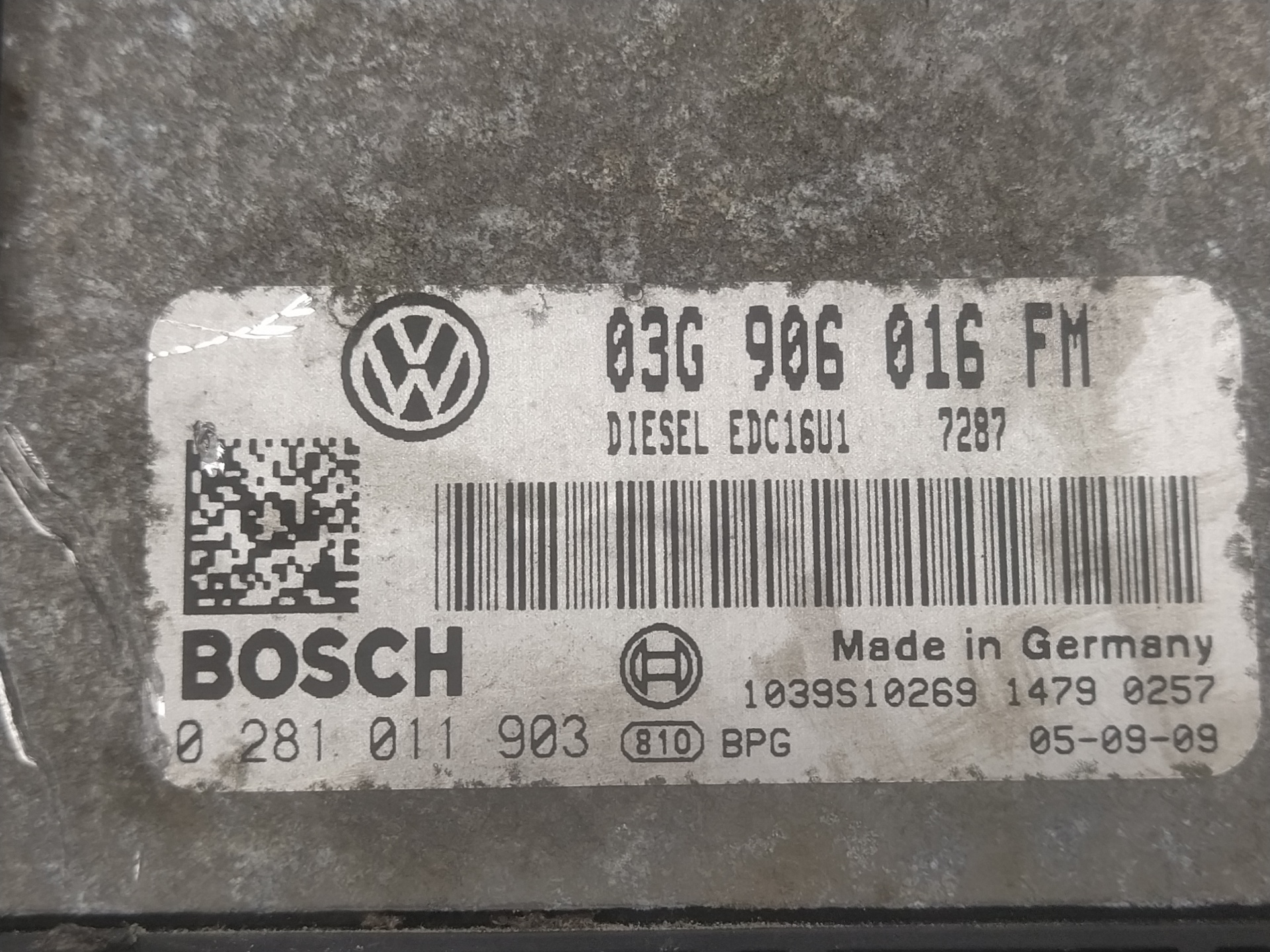 VOLKSWAGEN Golf 5 generation (2003-2009) Motorstyrenhet ECU 0281011903, 03G906016FM 22282345