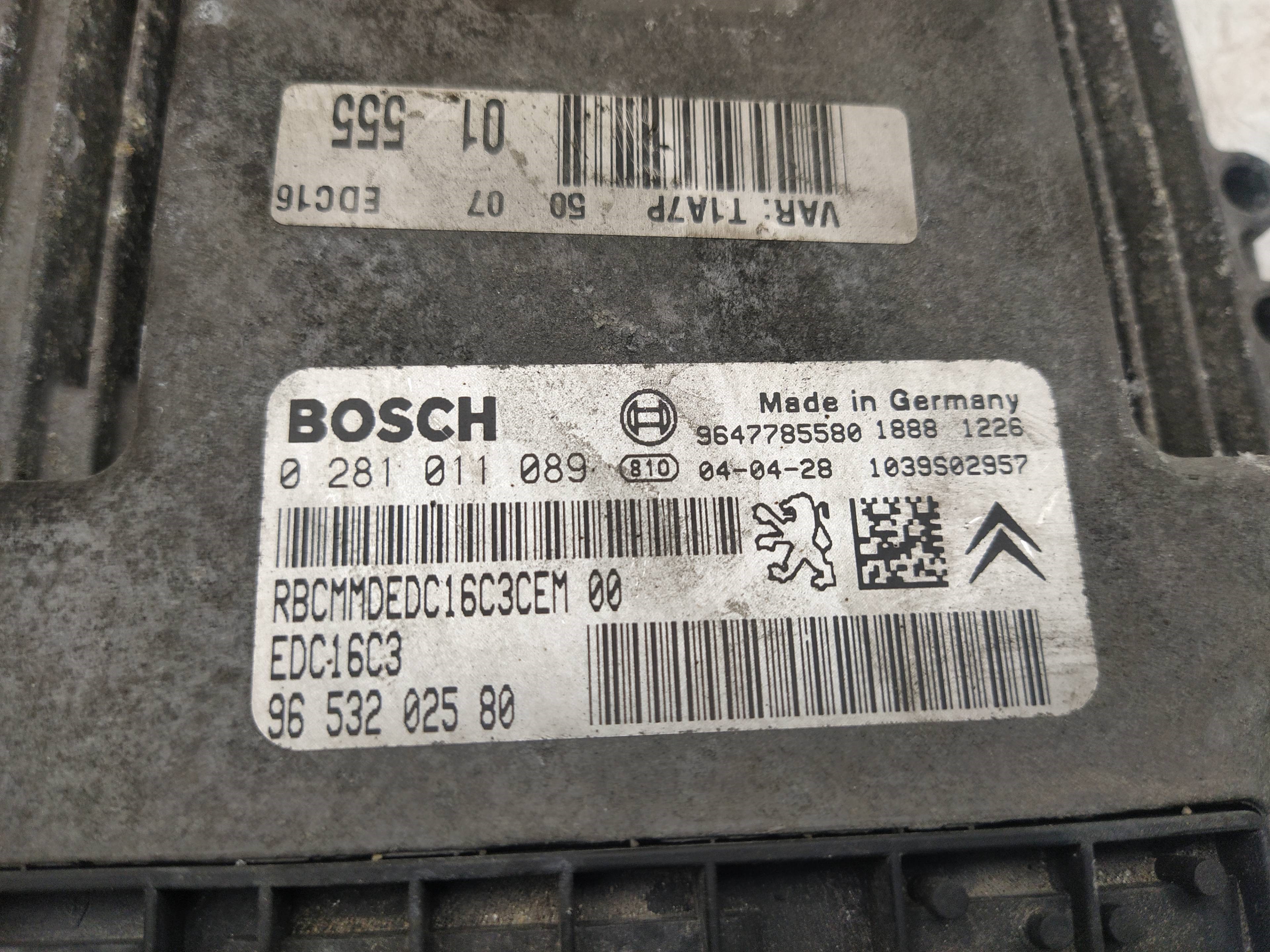 RENAULT 206 1 generation (1998-2009) Motora vadības bloks 0281011089, 9653202580 18625566