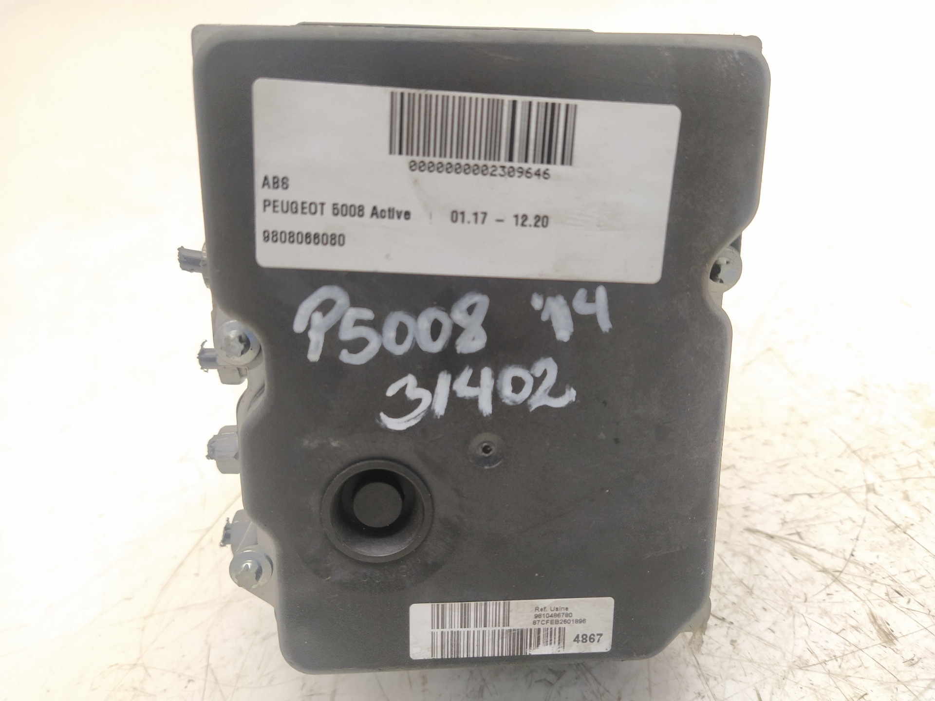 PEUGEOT ABS pump 0265252487, 9808066080 22294319