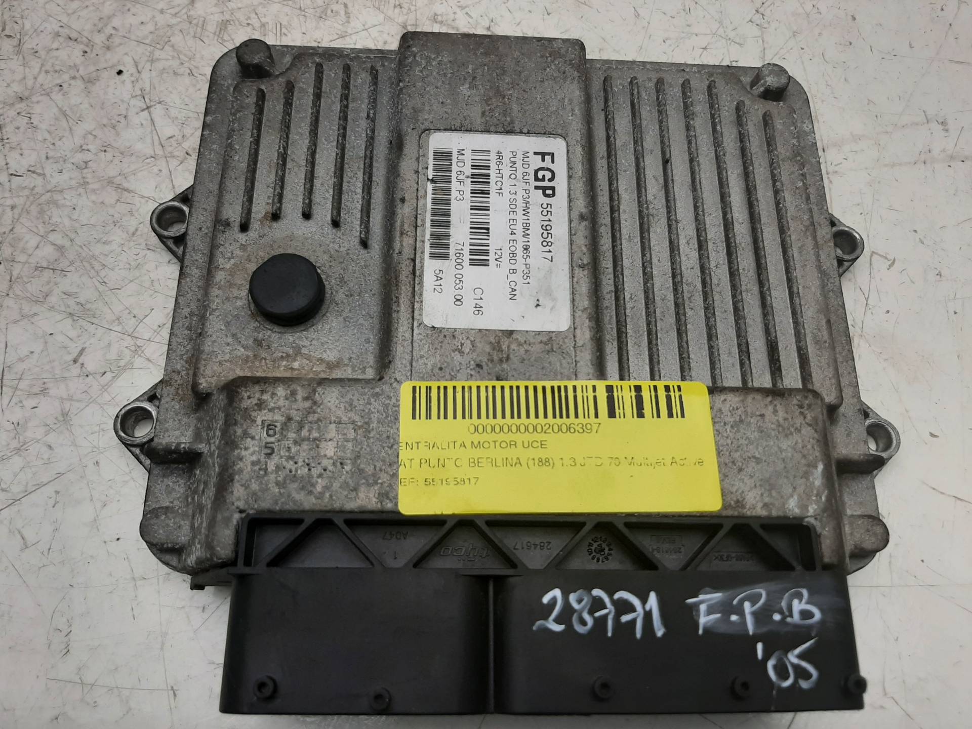 FIAT Punto 3 generation (2005-2020) Calculateur d'unité de commande du moteur 55195817,7160005300 18575604