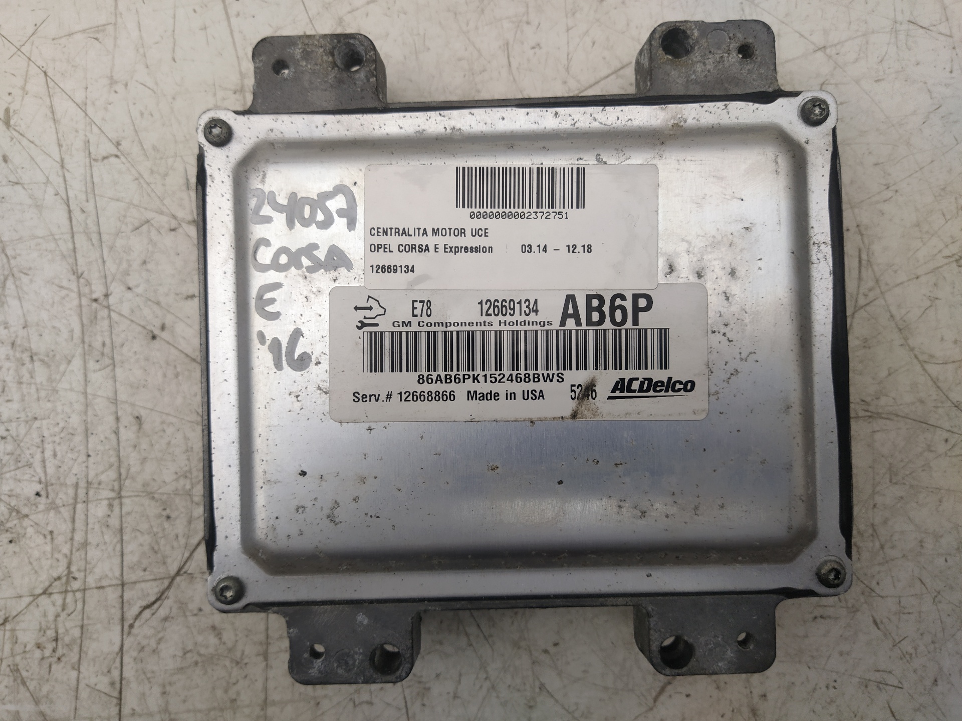 OPEL Corsa D (2006-2020) Motorstyrenhet ECU 12669134,12668866,86AB6PK152468BWS 25044613