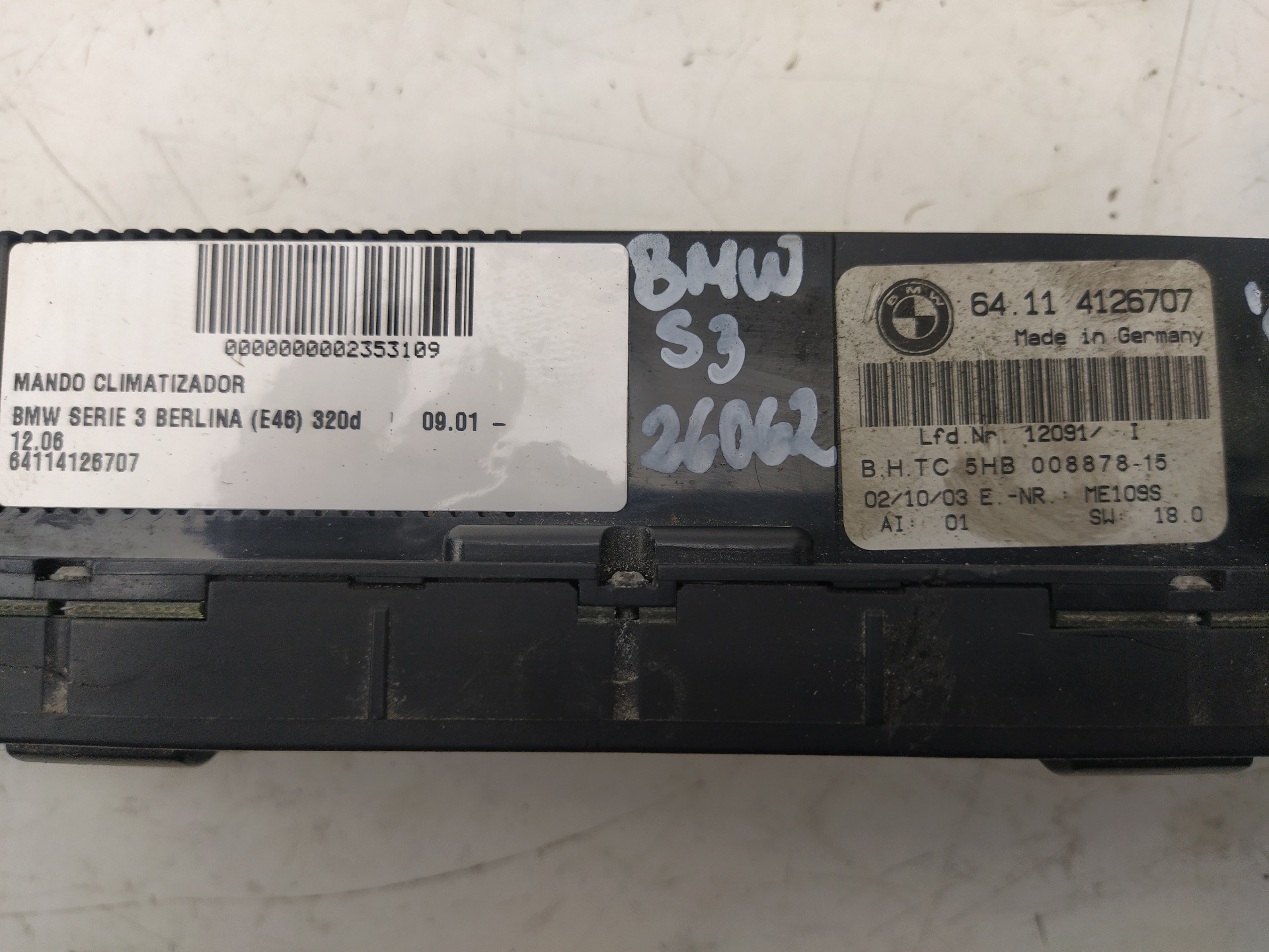 BMW 3 Series E46 (1997-2006) Unitate de control al climei 64114126707,5HB00887815 23102940