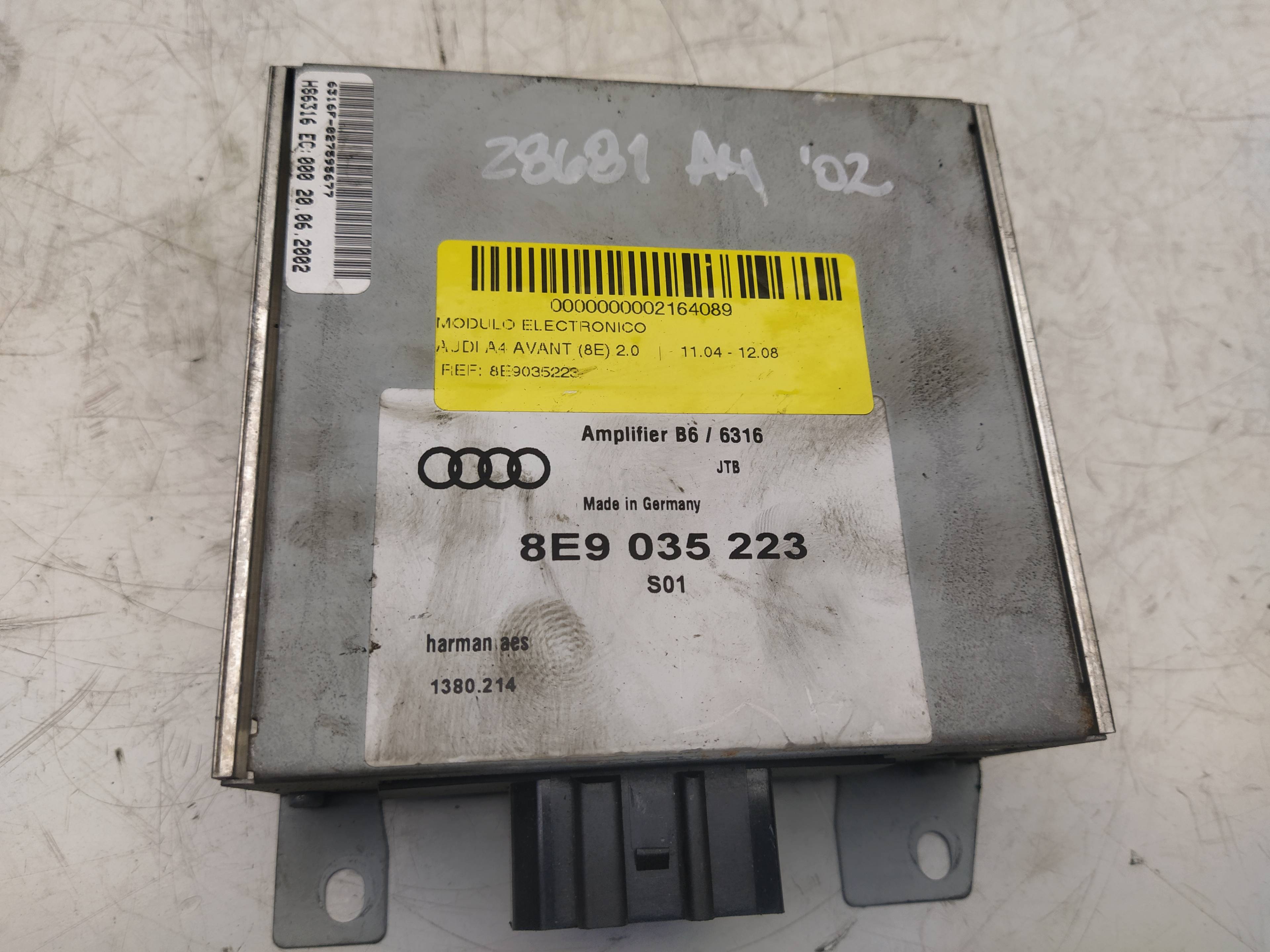 AUDI A4 B6/8E (2000-2005) Andre kontrolenheder 8E9035223 18625637