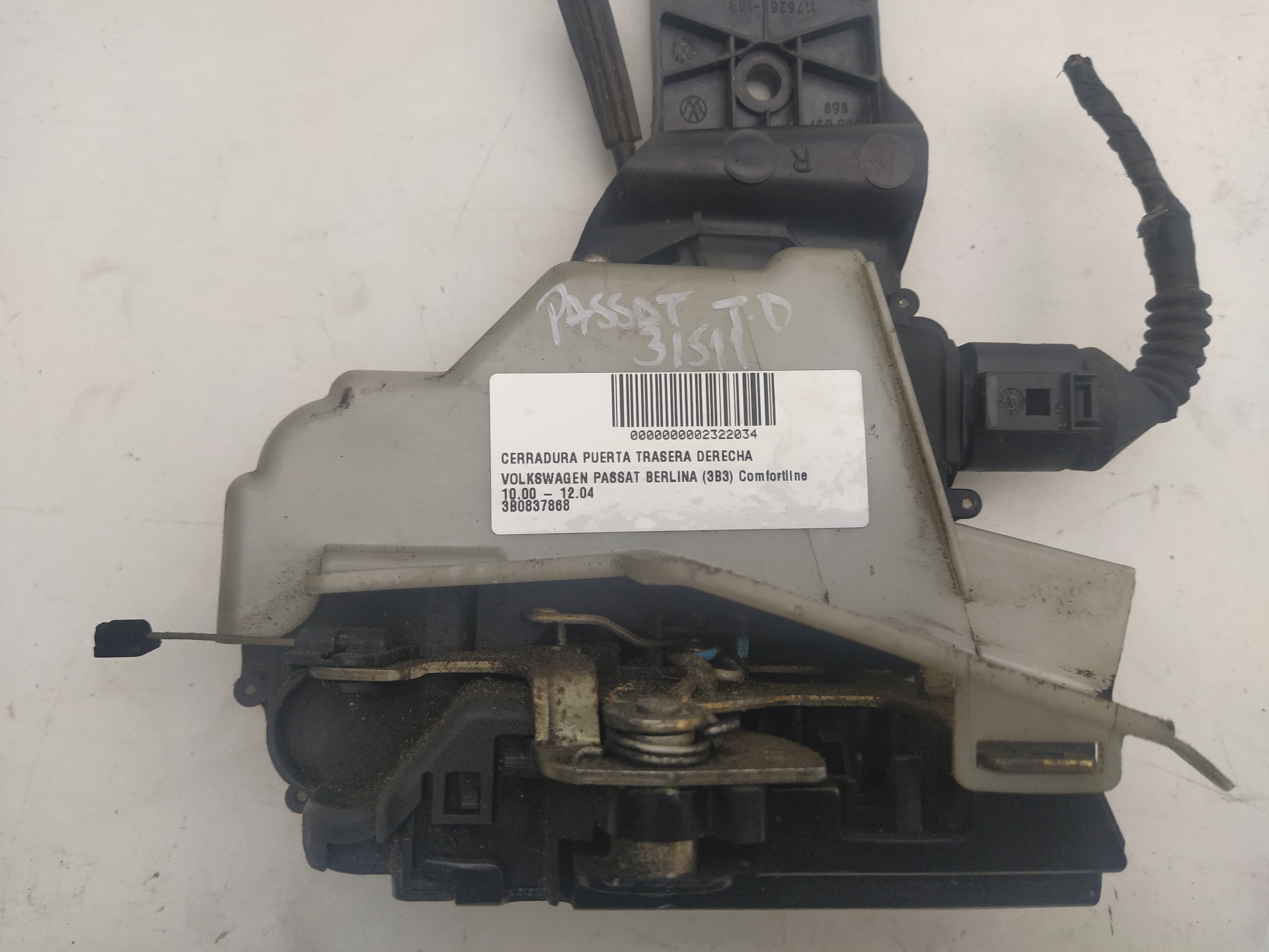 VOLKSWAGEN Passat B5 (1996-2005) Rear Right Door Lock 3B0837868 24026181