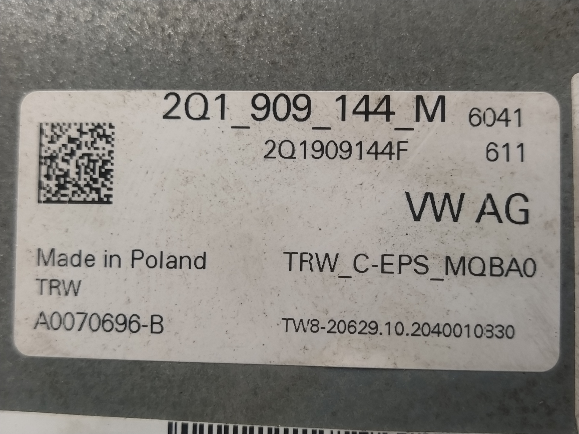 AUDI A1 GB (2018-2024) Steering Column Mechanism 2Q1909144M 24011619