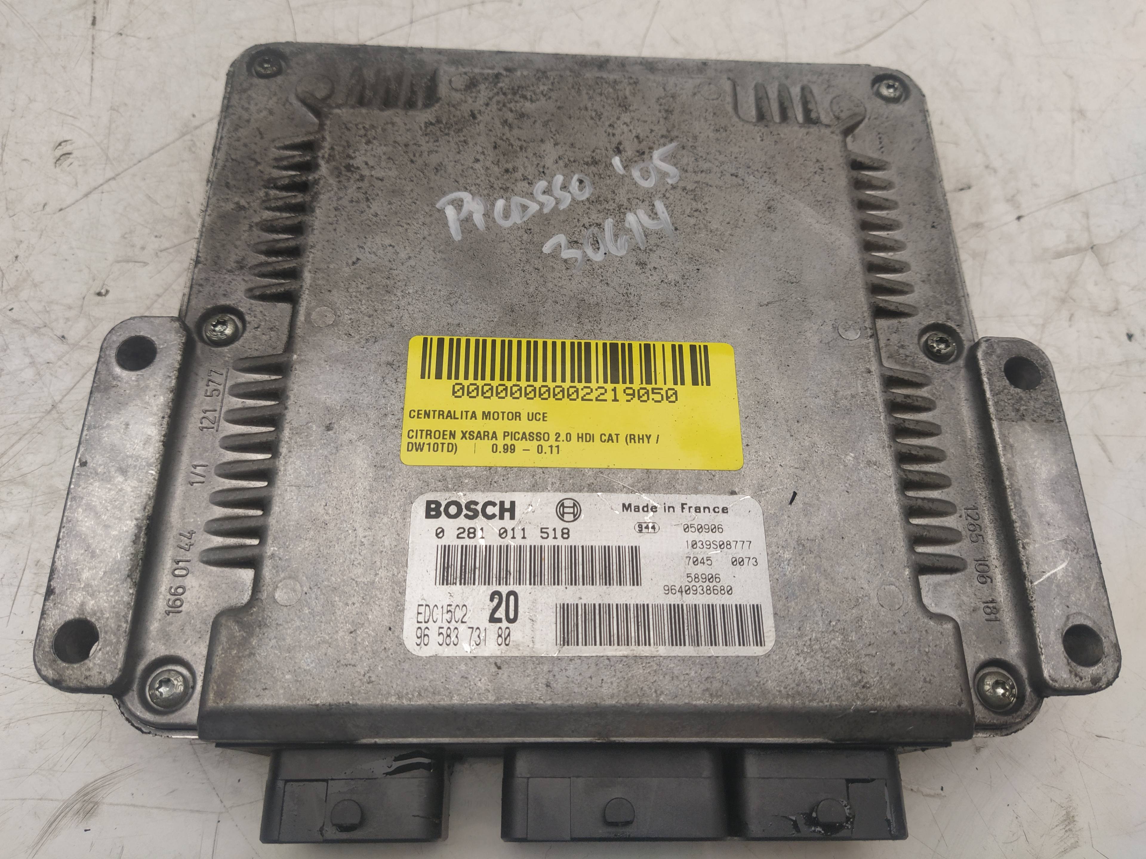 FIAT Xsara Picasso 1 generation (1999-2010) Engine Control Unit ECU 0281011518, 9658373180 18642893