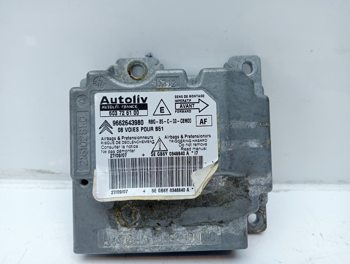 CITROËN C4 1 generation (2004-2011) SRS Control Unit 9662643980, 216102810 22707029