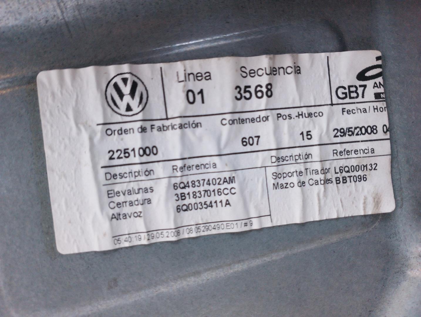 VOLKSWAGEN Polo 4 generation (2001-2009) Lève-vitre de porte avant droite 6Q4837402AM,6Q0959801E 25442765