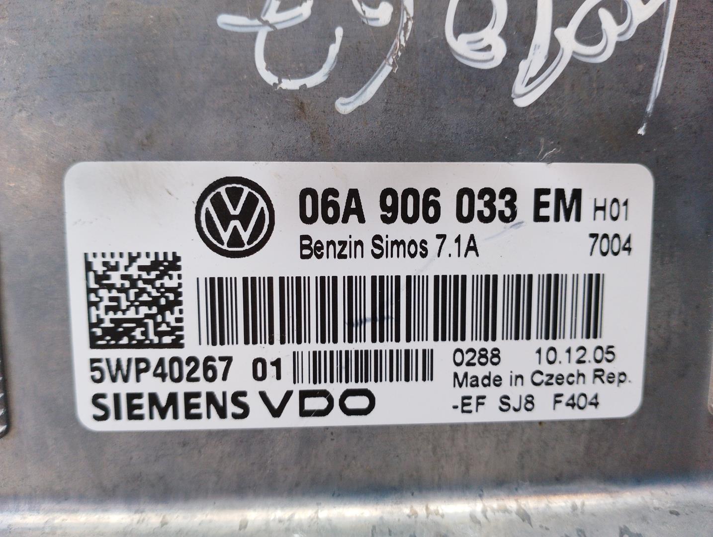 VOLKSWAGEN Golf 5 generation (2003-2009) Motorkontrolenhed ECU 06A906033EM 22346498