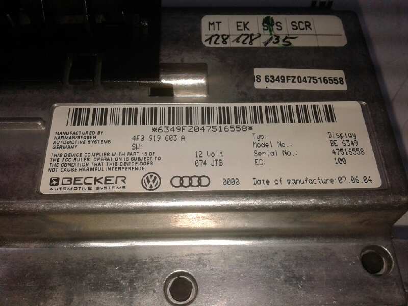 AUDI A6 C6/4F (2004-2011) Musikafspiller med GPS 4F0919603A 18374559