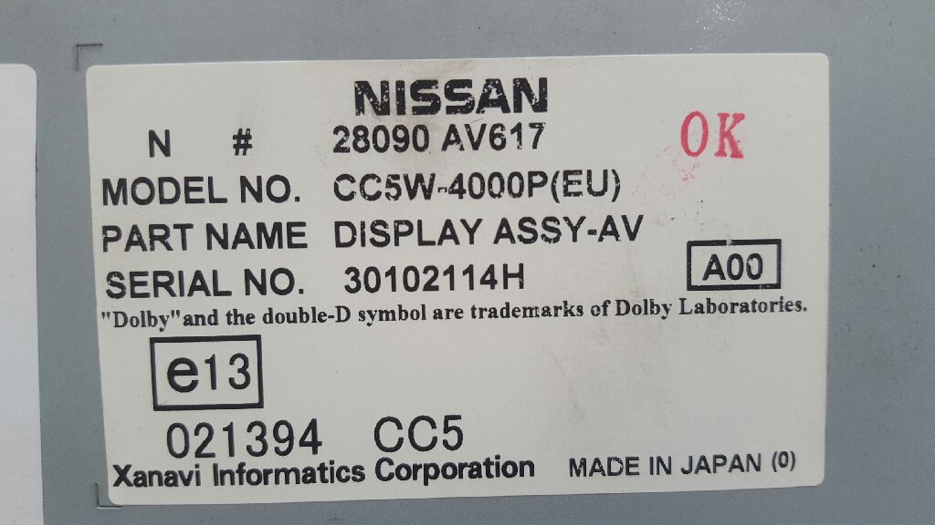 NISSAN Primera P12 (2001-2008) Другие внутренние детали 28090AV617 24091884