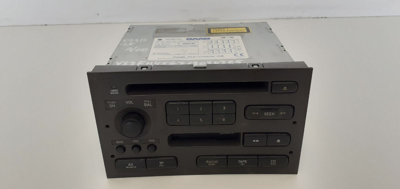 SAAB 9-5 1 generation (1997-2010) Muzikos grotuvas be navigacijos YS8120Y0060134 24091234