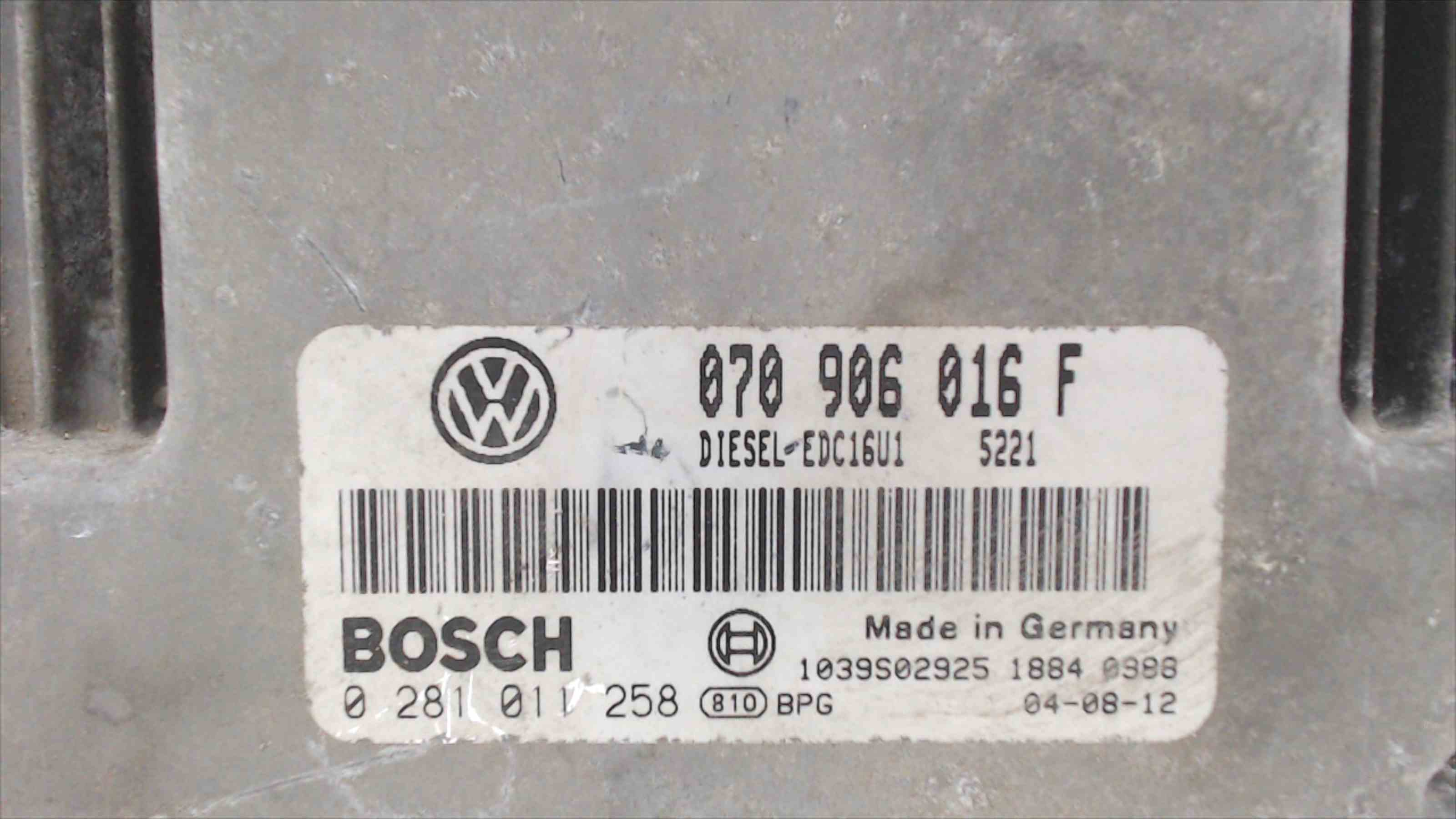 VOLKSWAGEN Touareg 1 generation (2002-2010) Engine Control Unit ECU 070906016, 0281011258 22539109