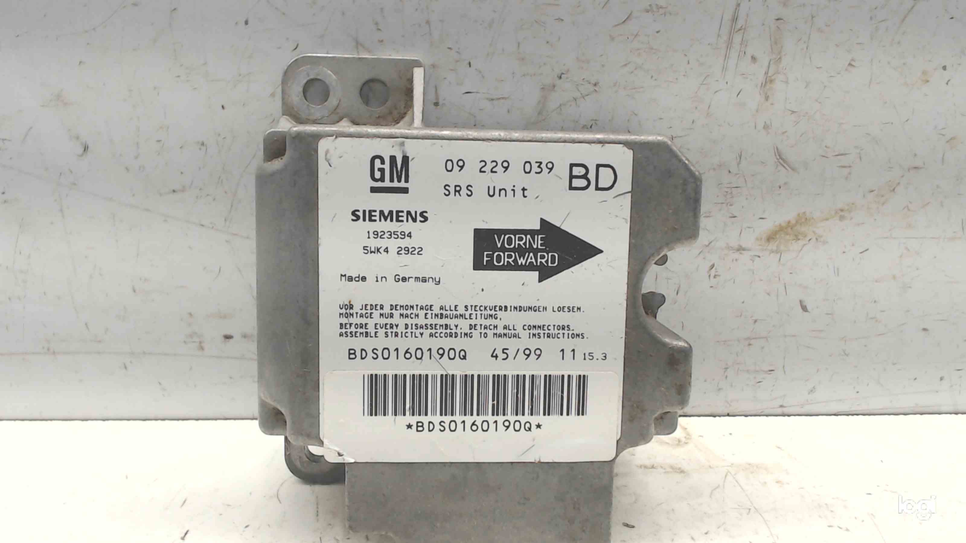 OPEL Vectra B (1995-1999) SRS Control Unit 09229039 24687501