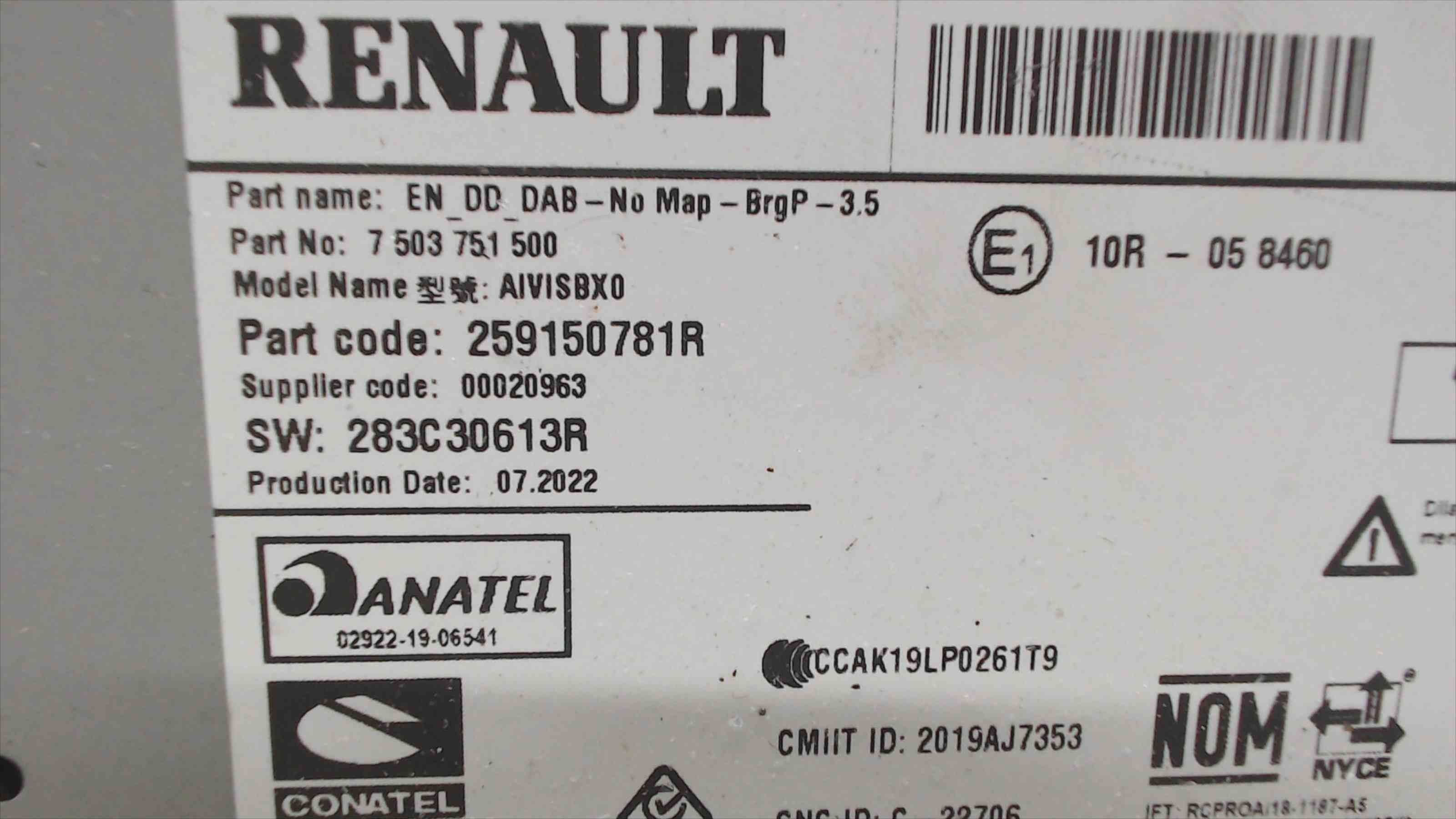 RENAULT Captur 1 generation (2013-2019) Muzikos grotuvas be navigacijos 259150781R, 283C30613R 24517619