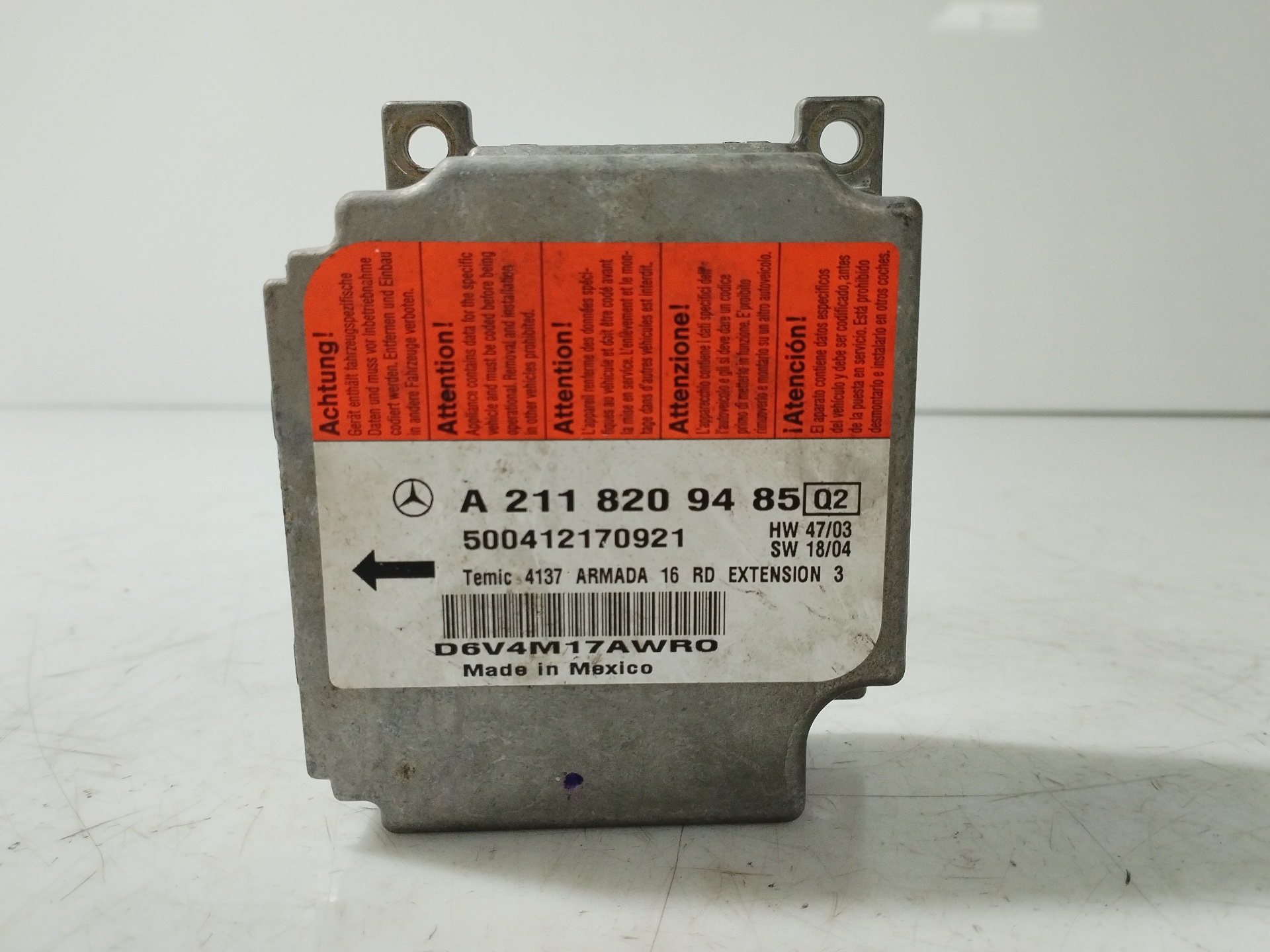 MERCEDES-BENZ E-Class W211/S211 (2002-2009) SRS Control Unit A2118209485 26551699