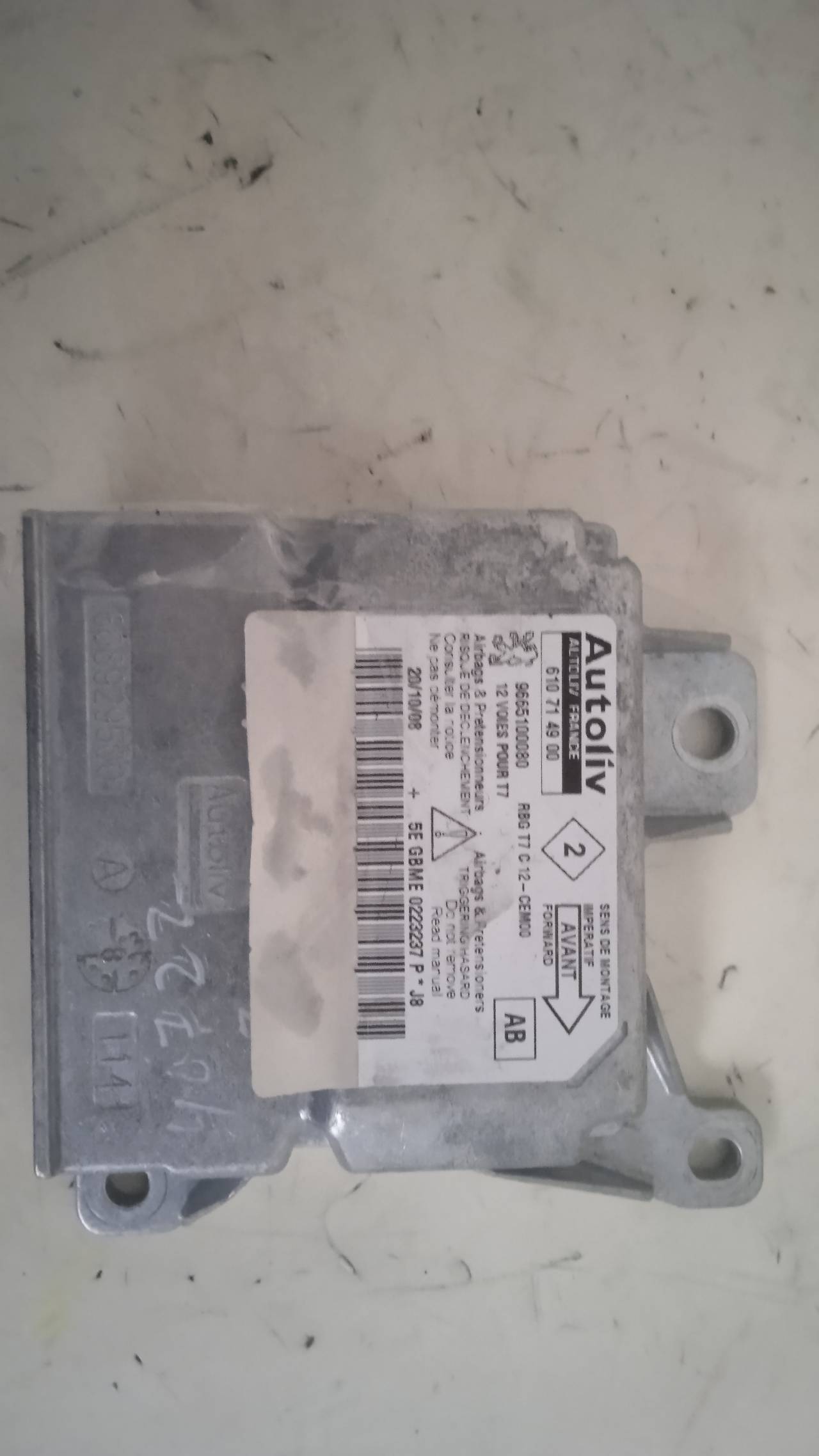 PEUGEOT 308 T7 (2007-2015) SRS Control Unit 9665100080,610717900 25995625