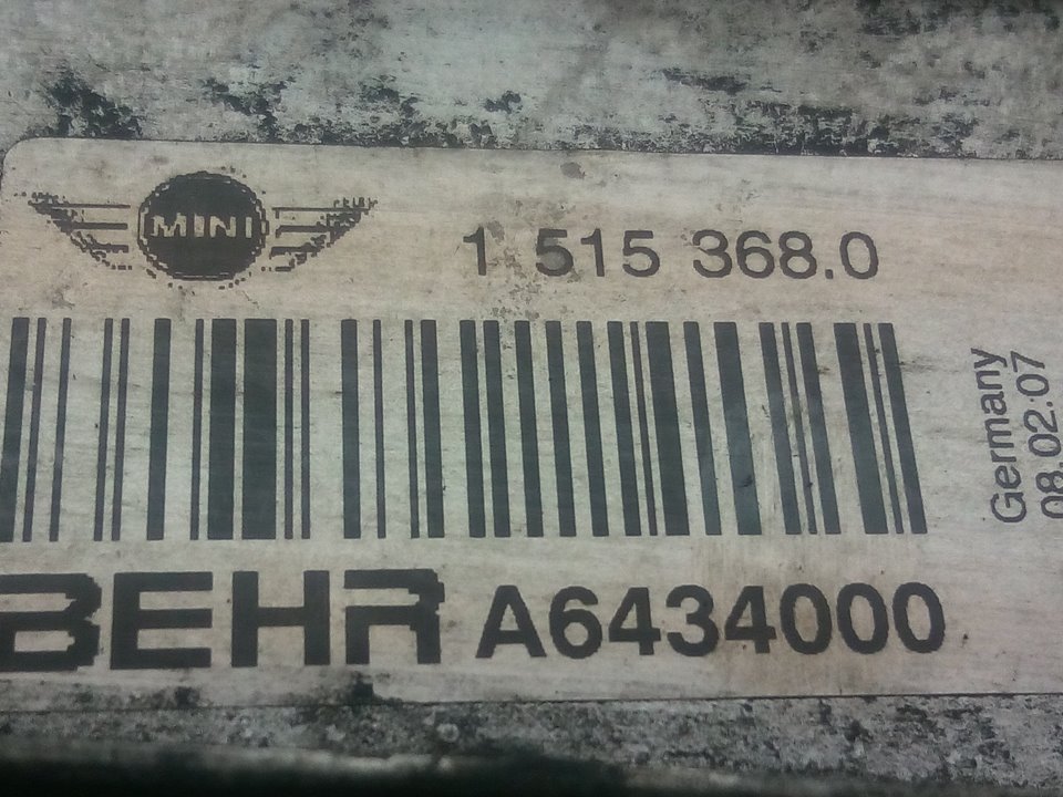 MINI Cooper R50 (2001-2006) Радиатор интеркулера A6434000, 15153680 23856412