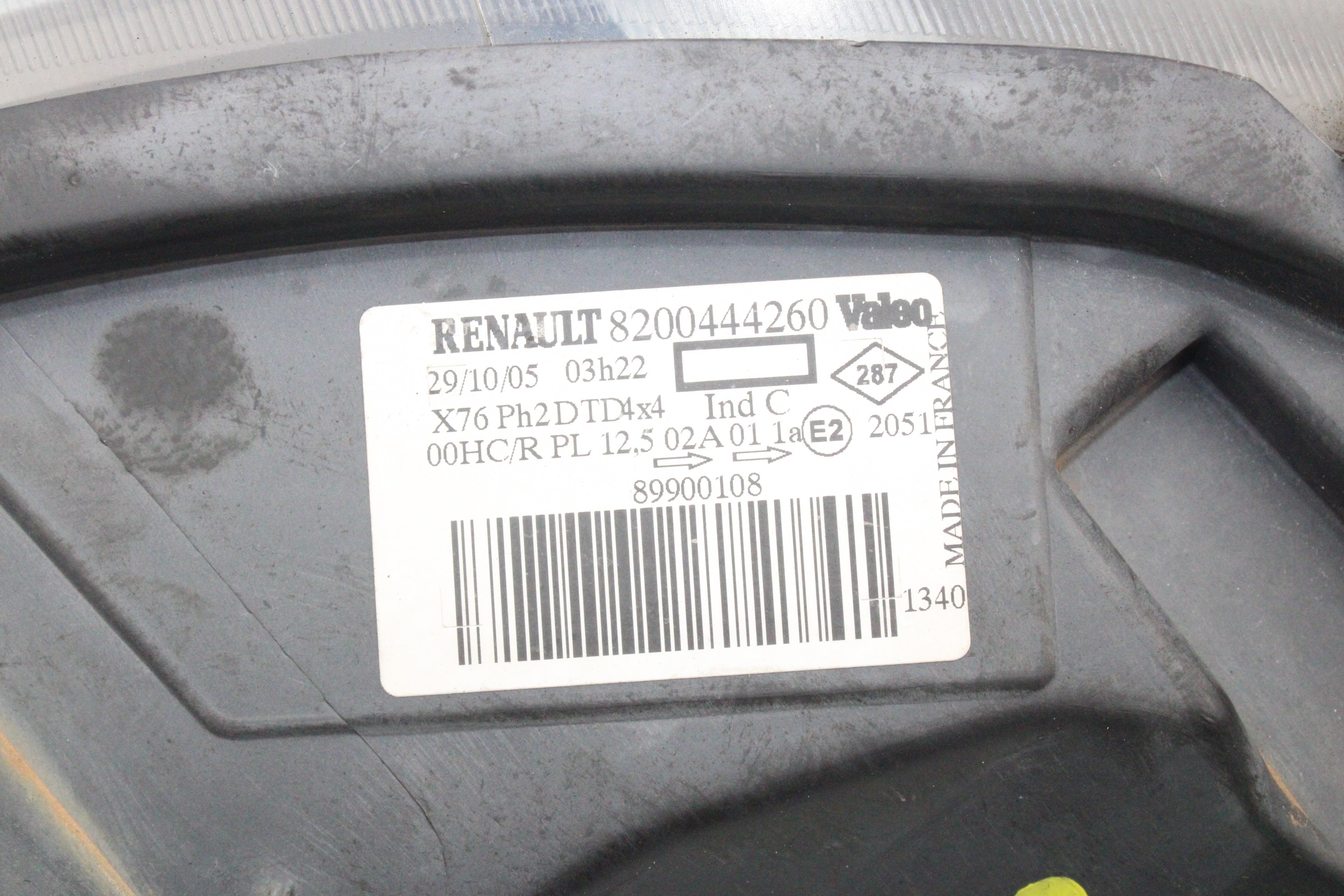 Faro derecho F9Q790,F9Q782,F9Q780 8200444260 de Renault Kangoo (kc0/1_) 2005-0 80 CV - pieza usada