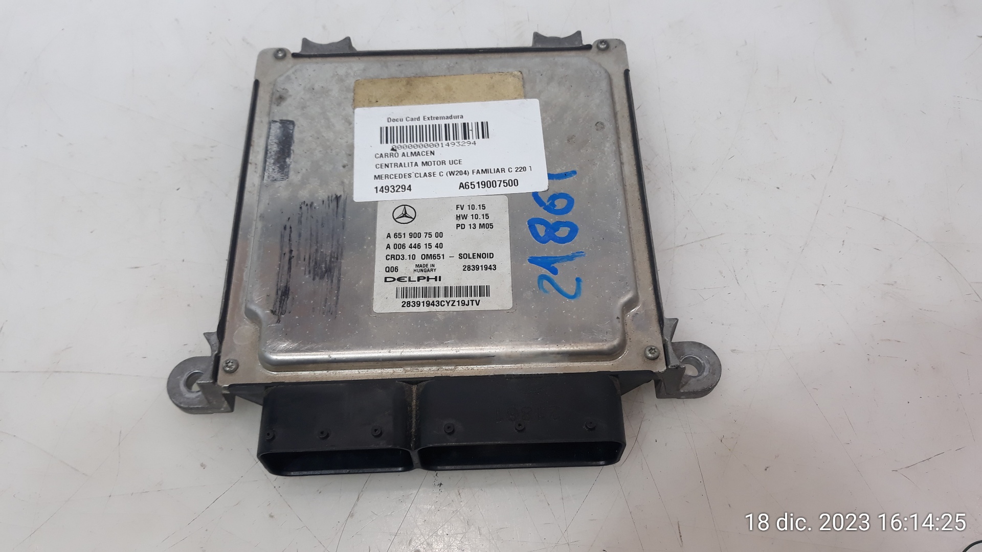 MERCEDES-BENZ C-Class W204/S204/C204 (2004-2015) Moottorin ohjausyksikkö ECU A6519007500,A6519007500 23251858