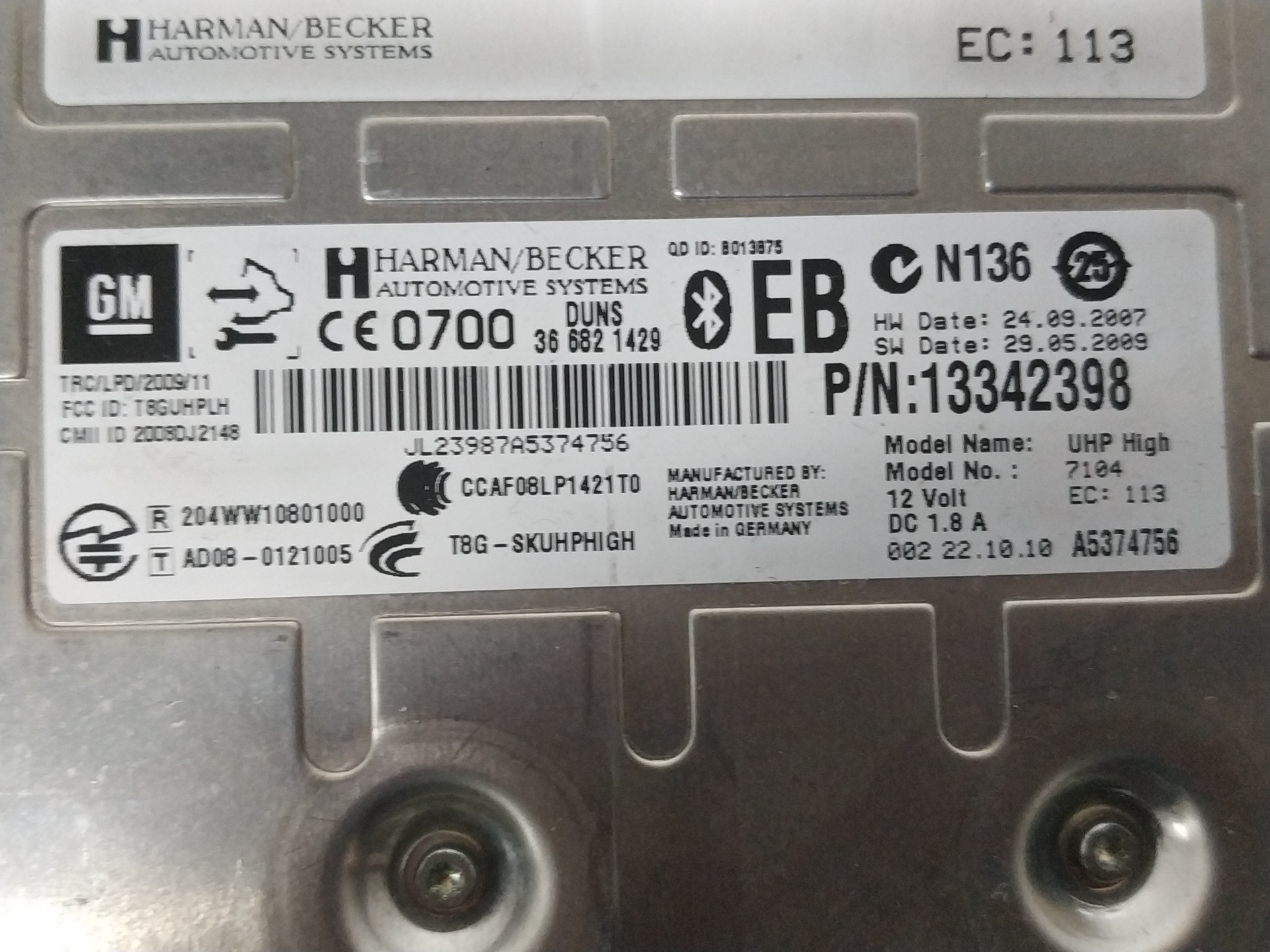 Módulo electronico 13342398 de Opel Insignia a sports tourer (g09) 2008-2012