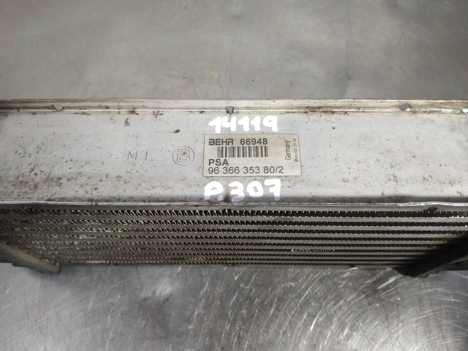 PEUGEOT 307 1 generation (2001-2008) Intercooler Radiator 9636635380 19045859