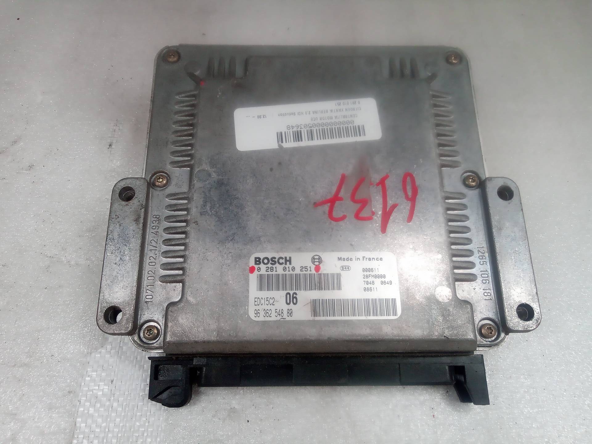 CITROËN Xantia X2 (1998-2001) Motorkontrollenhet ECU 0281010251 23801496