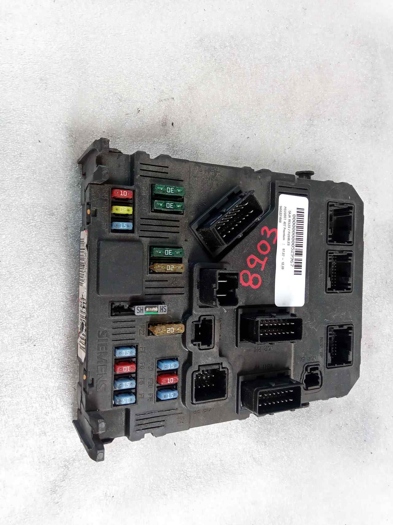 Caja de relés / fusibles 9655221080 de Peugeot 407 (6d_) 2004-2010 - pieza usada