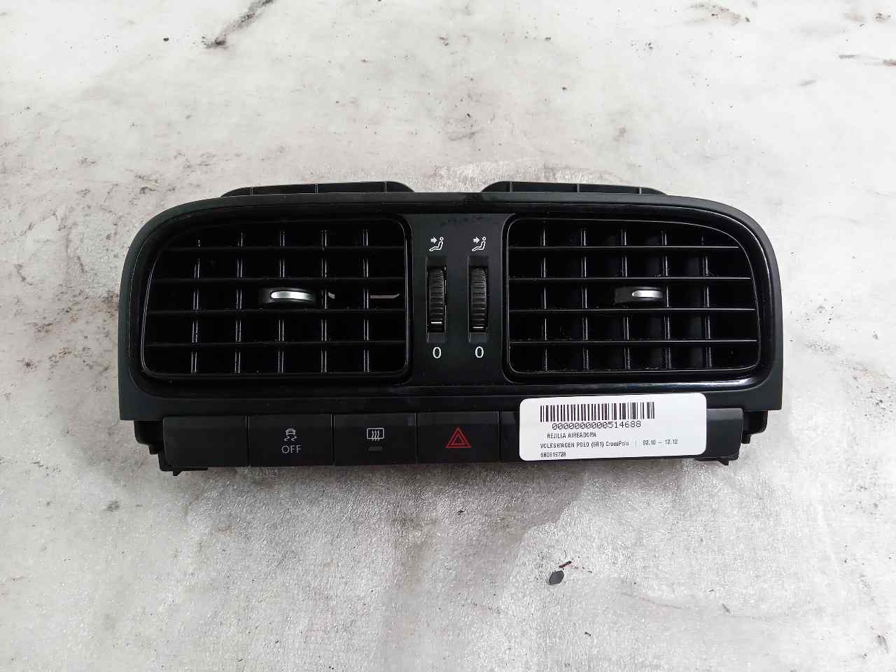 VOLKSWAGEN Polo 5 generation (2009-2017) Cabin Air Intake Grille 6R0819728 24855374