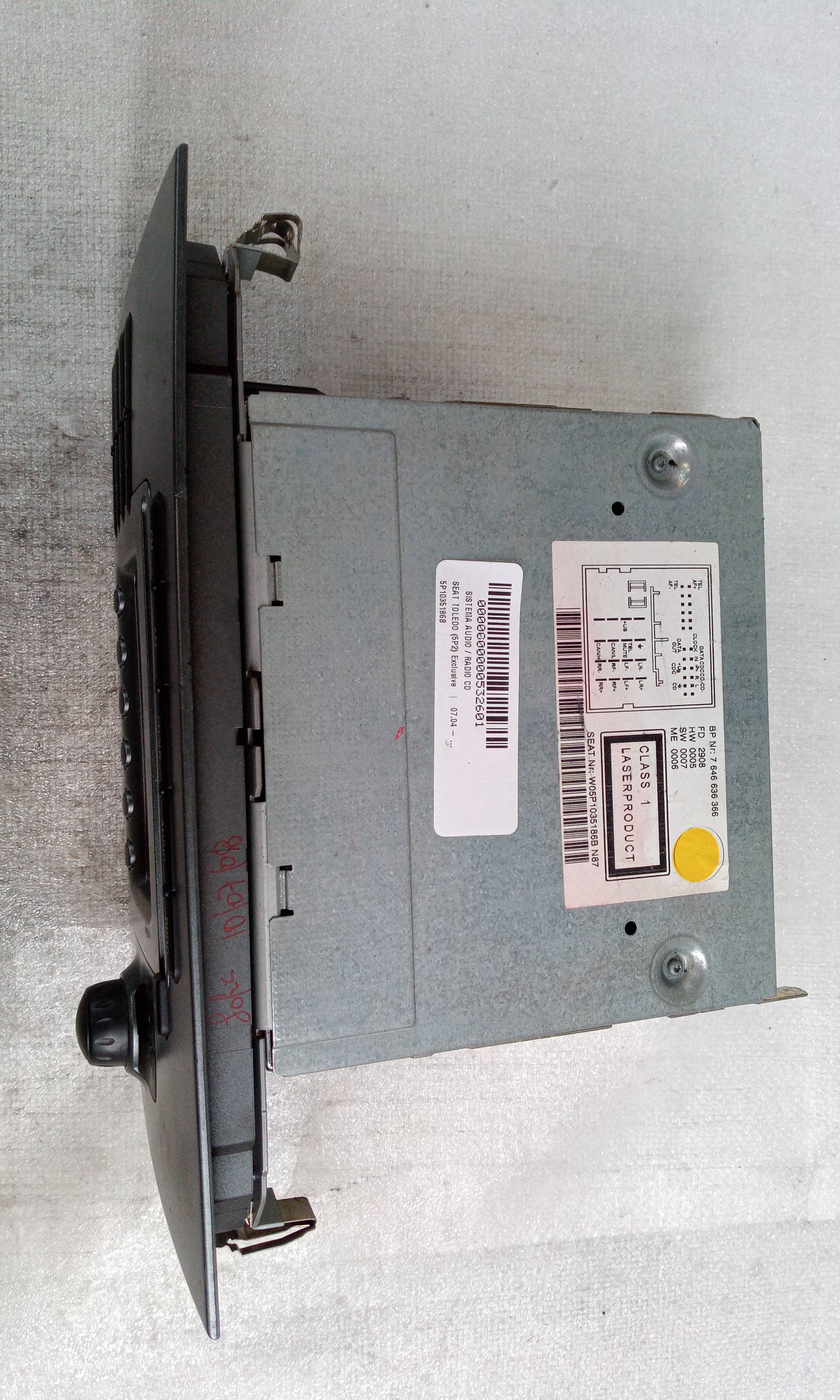 Radio cd/ sistema audio 5P1035186B de Seat Toledo iii (5p2) 2004-2009 con 203000 km - pieza usada