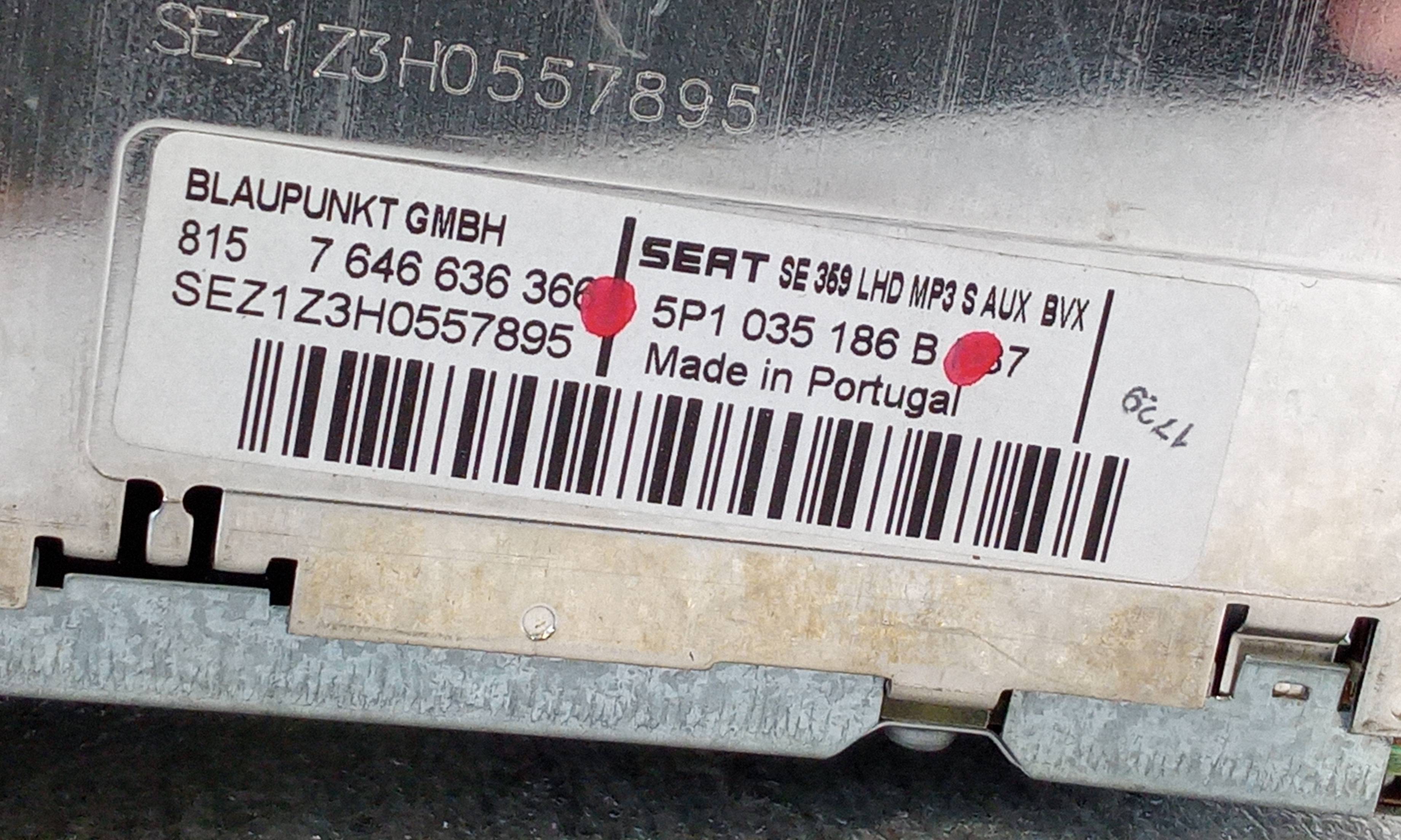 Radio cd/ sistema audio 5P1035186B de Seat Toledo iii (5p2) 2004-2009 con 203000 km - pieza usada