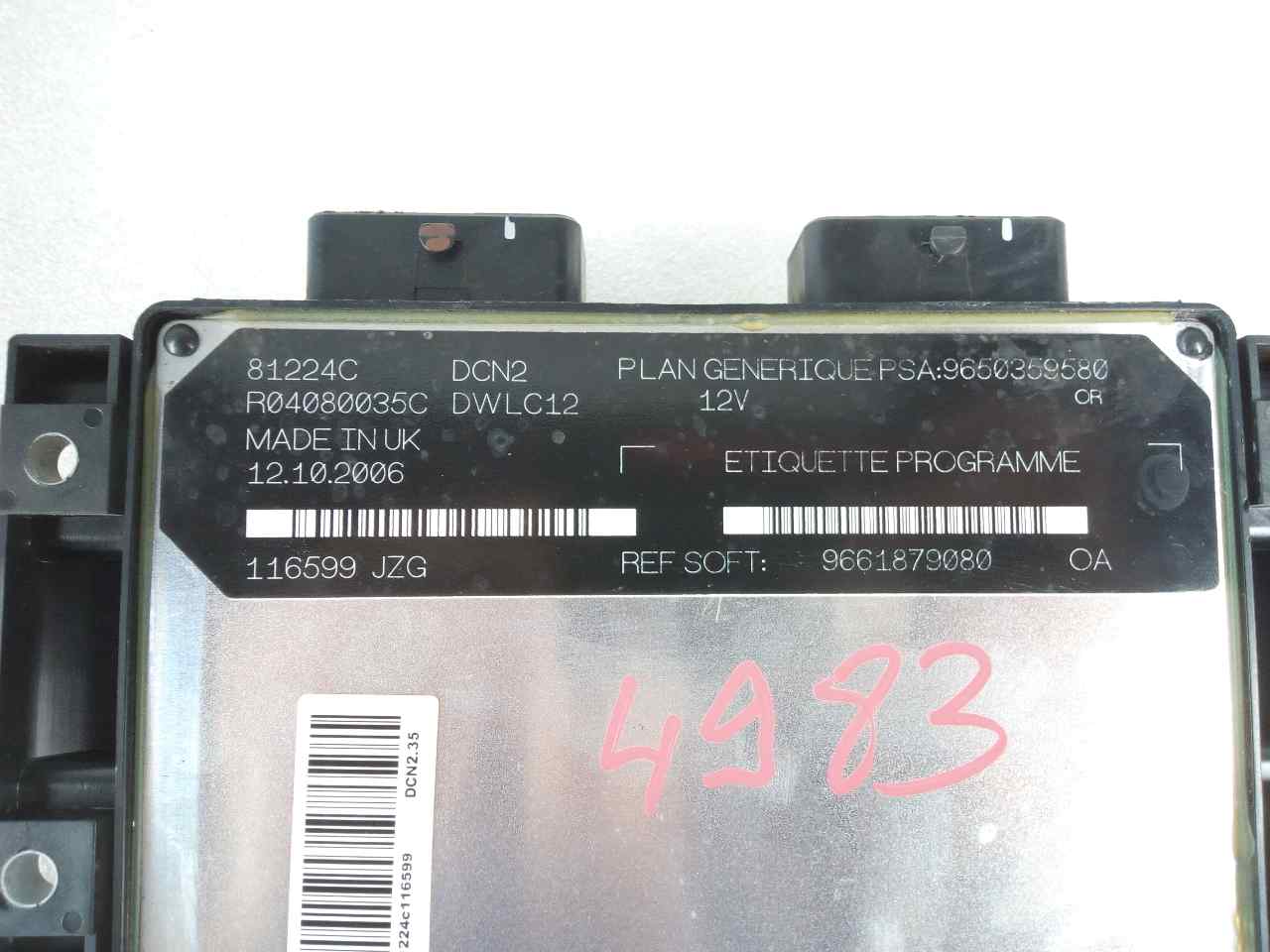 CITROËN Partner 1 generation (1996-2012) Блок керування двигуном ECU 9661879080 20063692