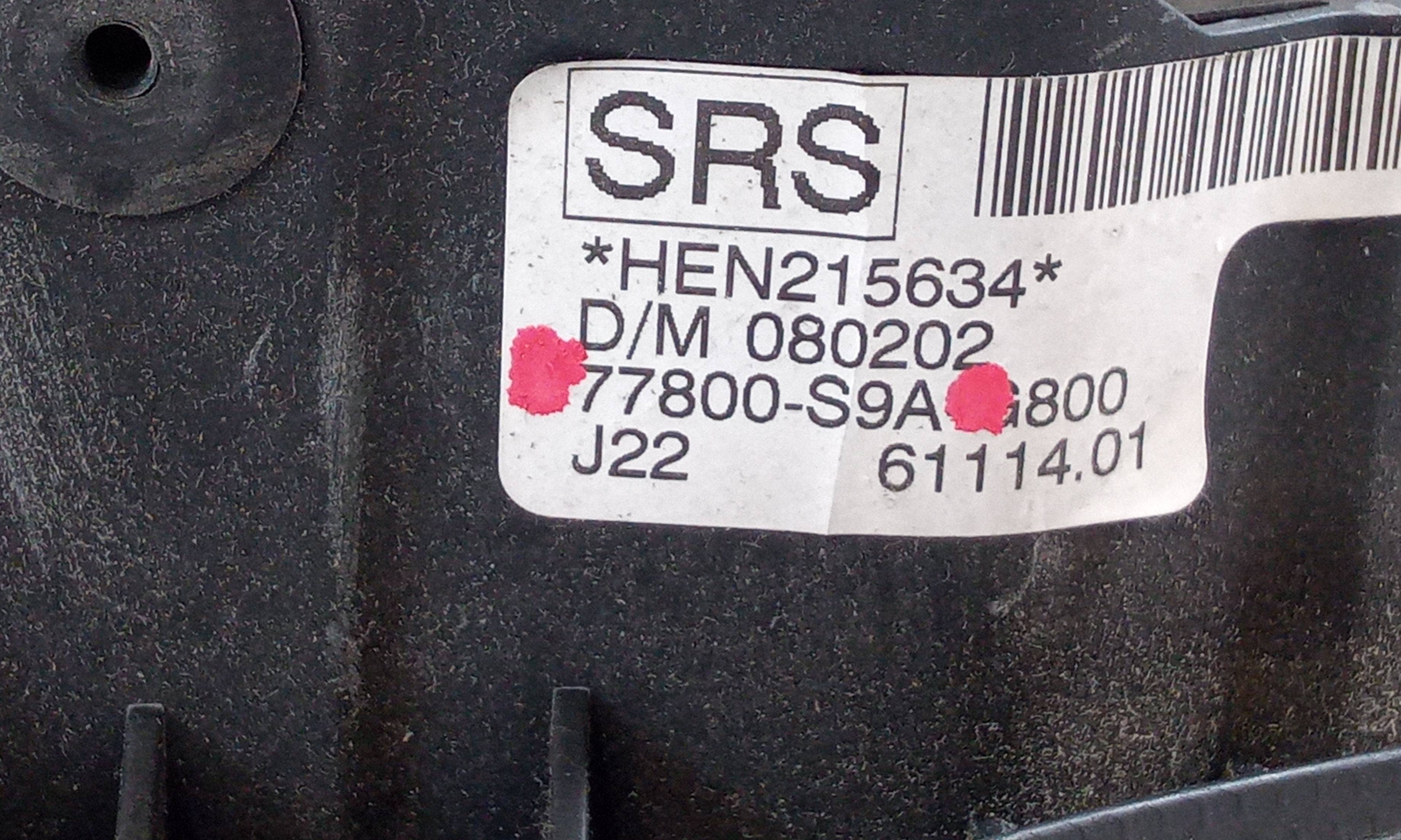 Airbag guida K20A4 77800S9A de Honda Cr-v ii (rd_) 2005-2006 150 CV con 251077 km - pieza usada